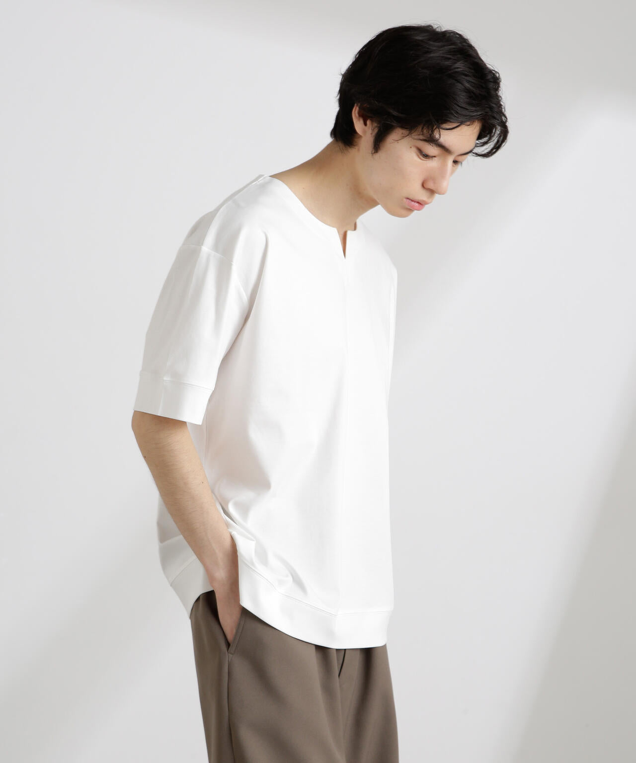 50/-シルケットスムースキーネックTシャツ 6725124208