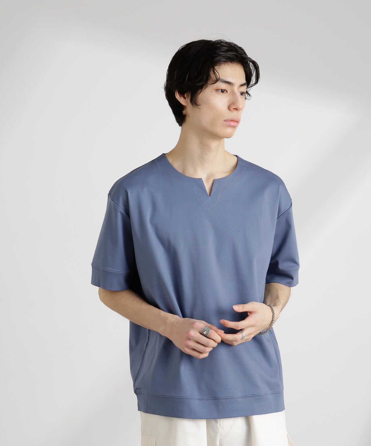 50/-シルケットスムースキーネックTシャツ 6725124208