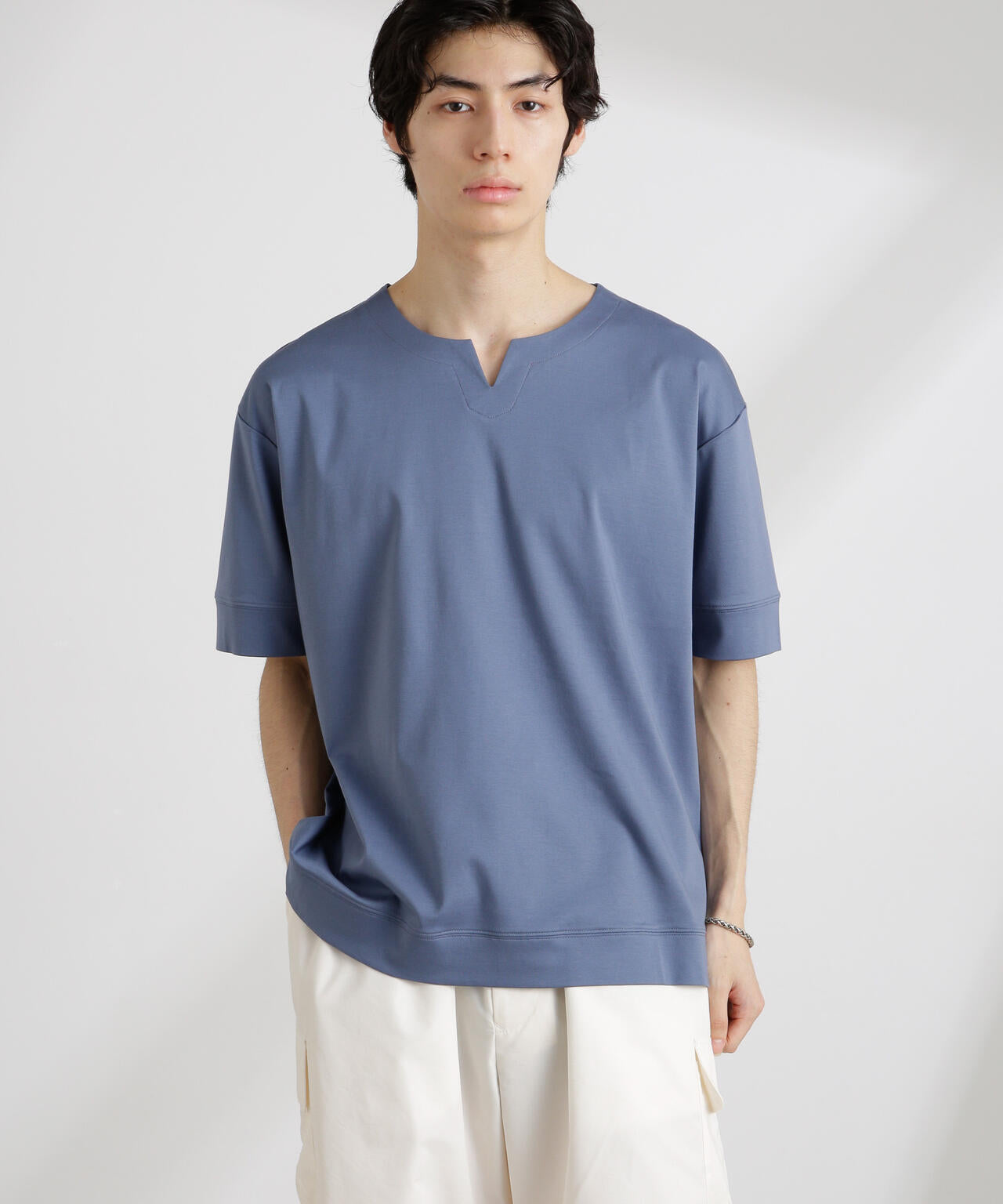 50/-シルケットスムースキーネックTシャツ 6725124208