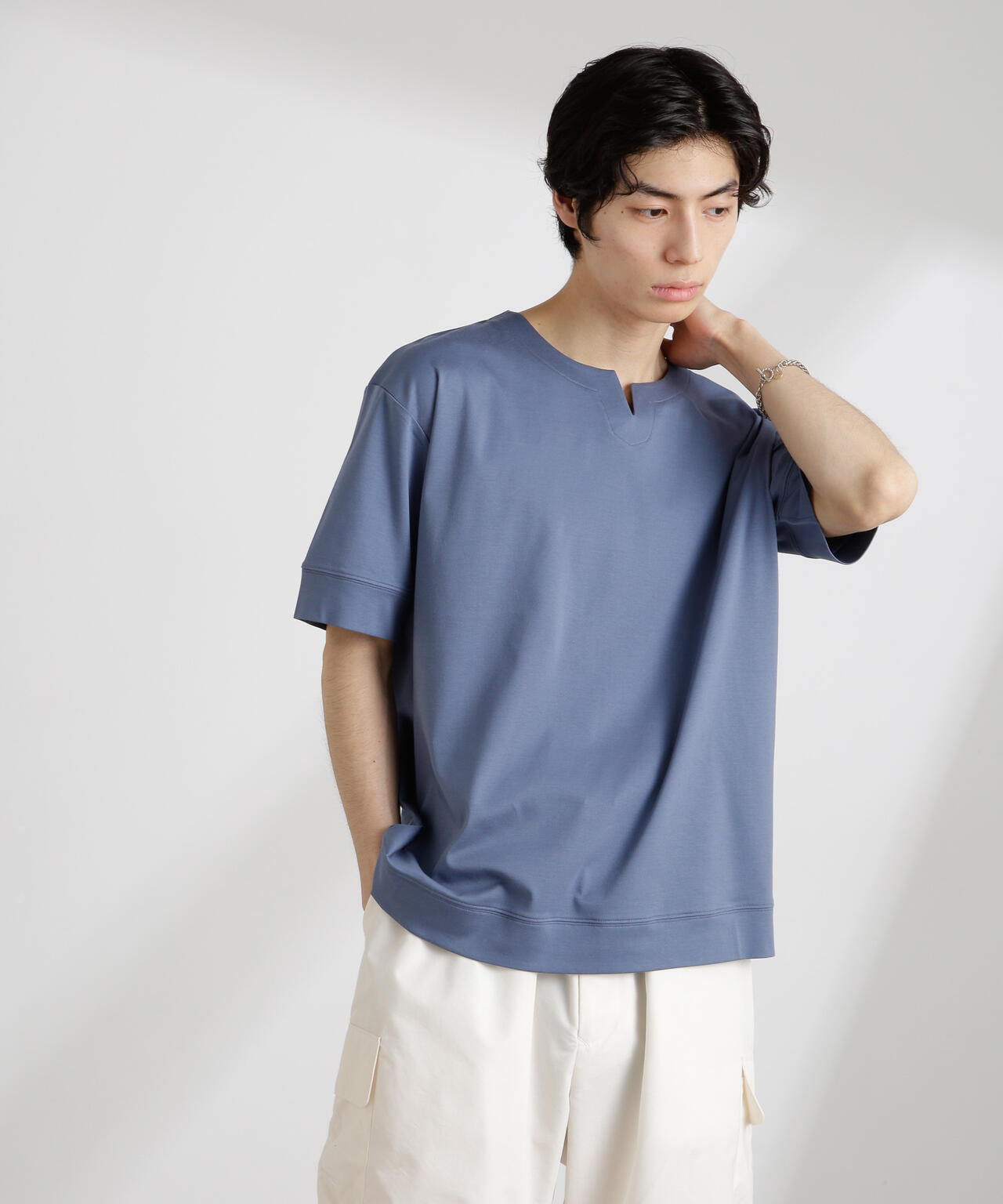 50/-シルケットスムースキーネックTシャツ 6725124208