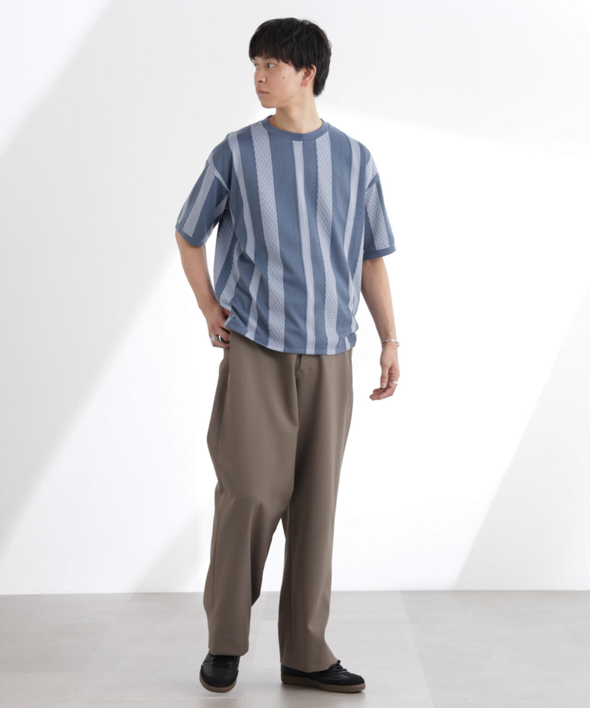 ストライプジャガードTシャツ 半袖 6725124221