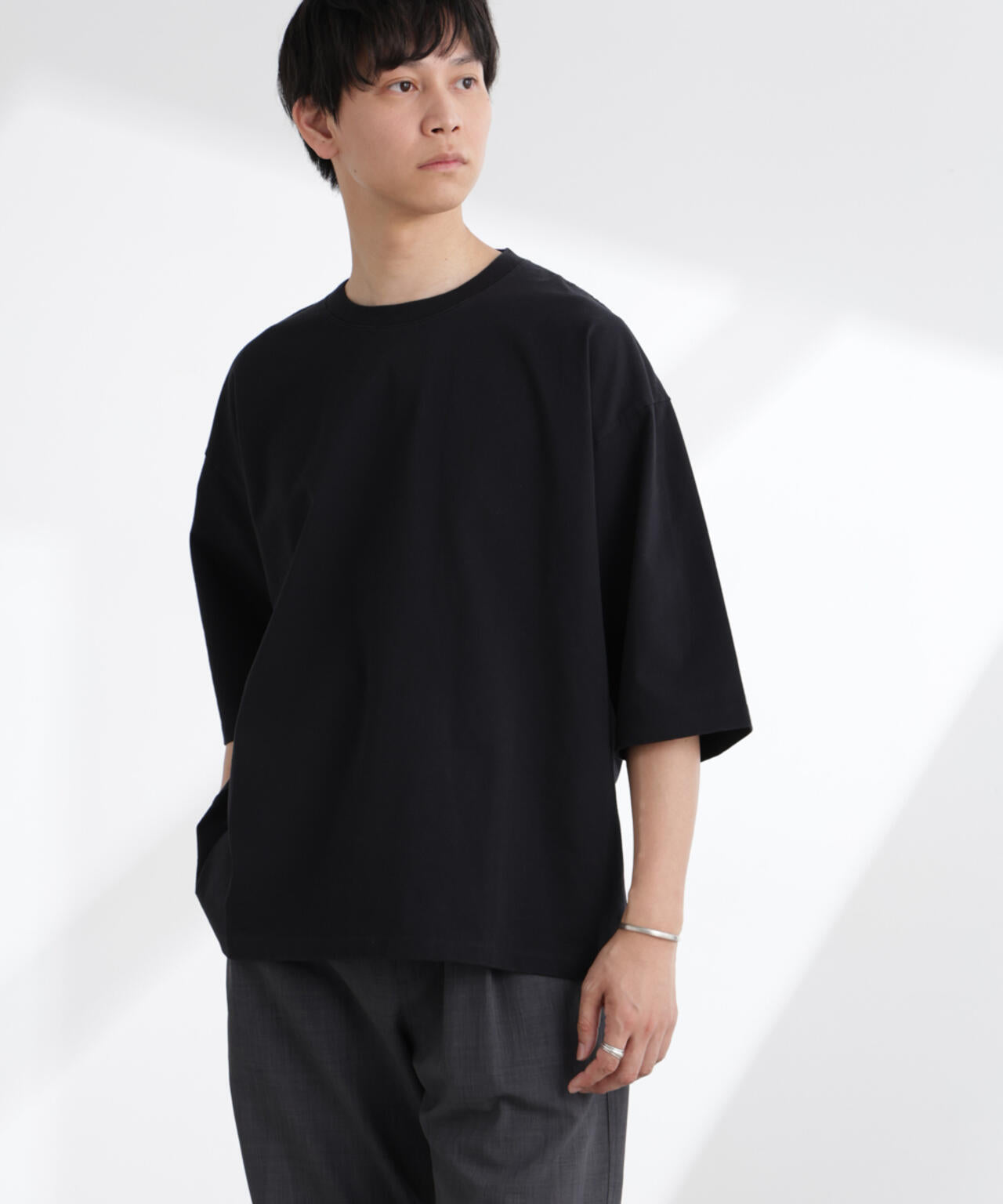 ルーズフィット ワイドスリーブ Tシャツ 7分袖