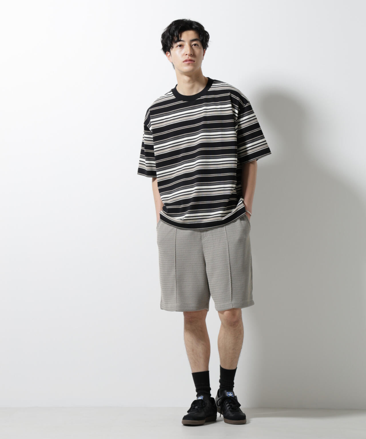 マルチボーダーリラックスTシャツ 半袖 6725124237