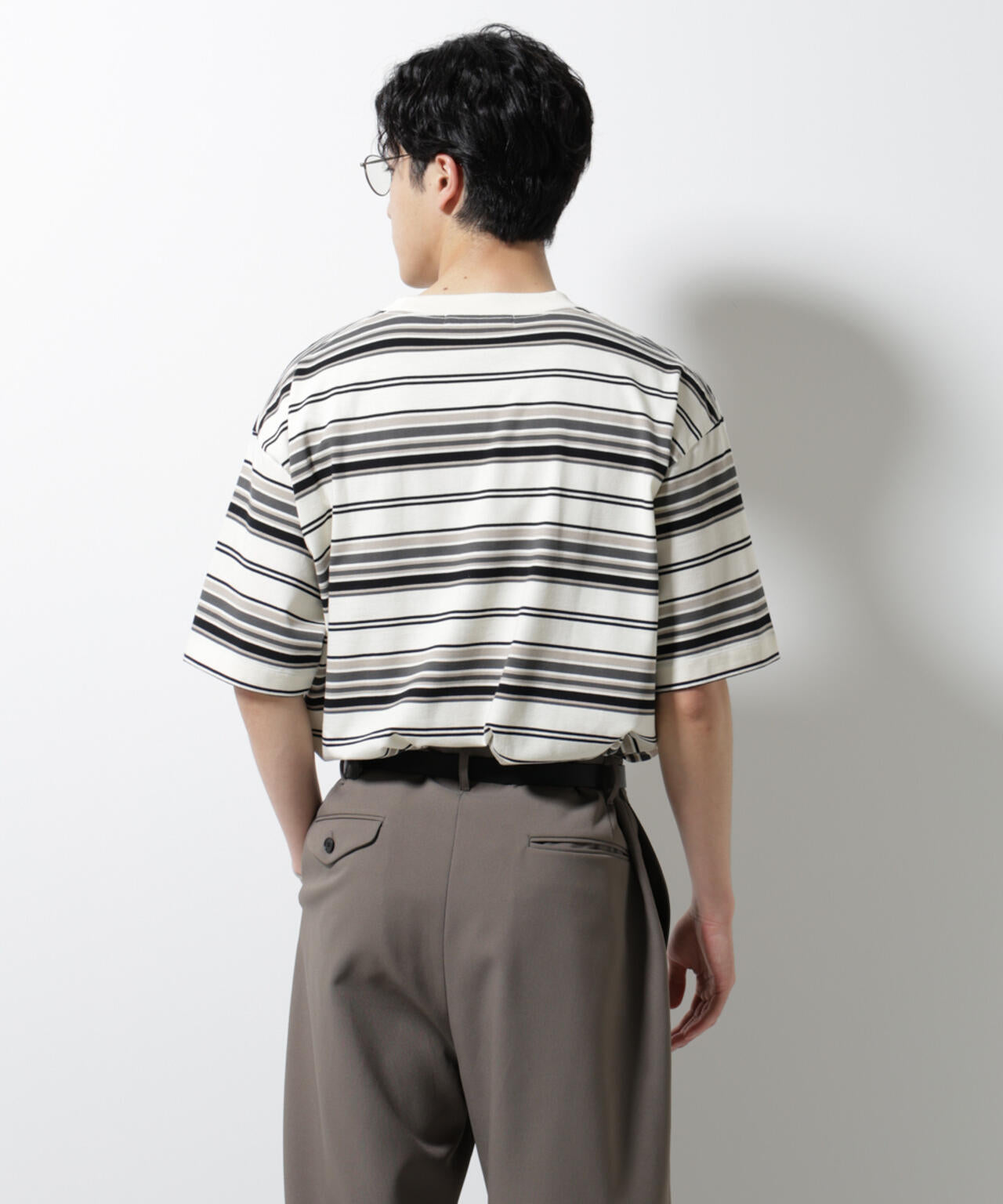 マルチボーダーリラックスTシャツ 半袖 6725124237