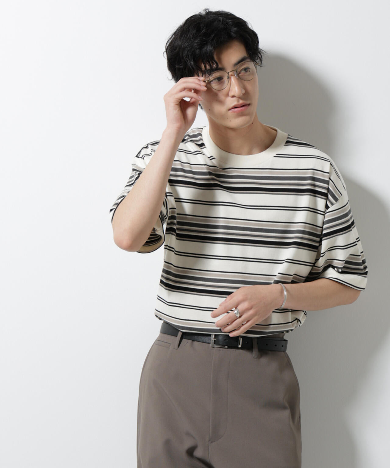マルチボーダーリラックスTシャツ 半袖 6725124237