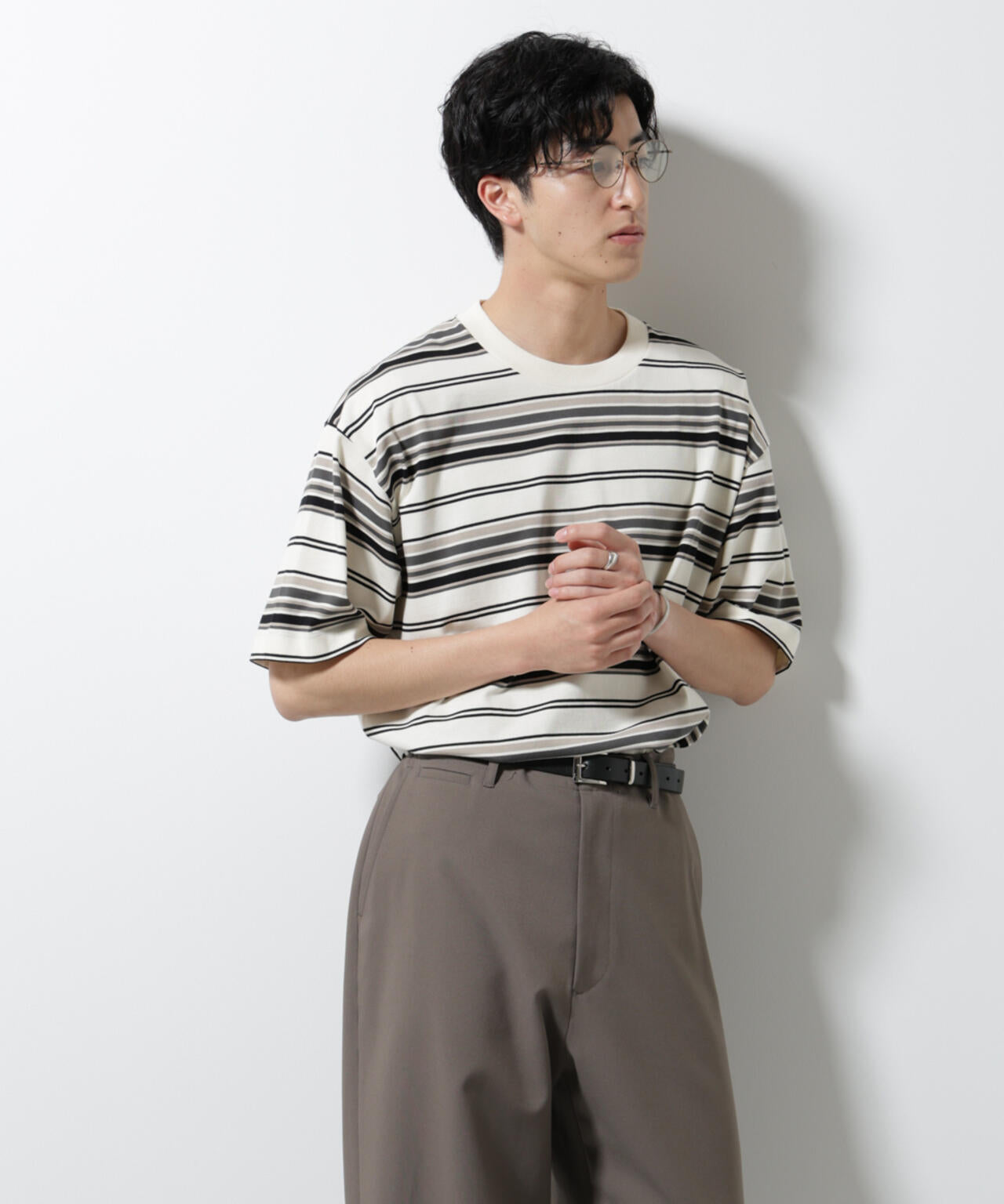 マルチボーダーリラックスTシャツ 半袖 6725124237