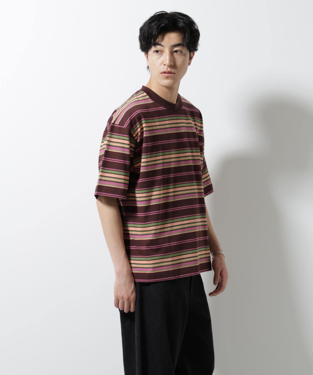 マルチボーダーリラックスTシャツ 半袖 6725124237