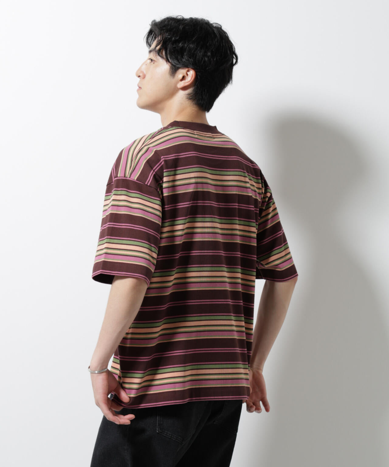 マルチボーダーリラックスTシャツ 半袖 6725124237