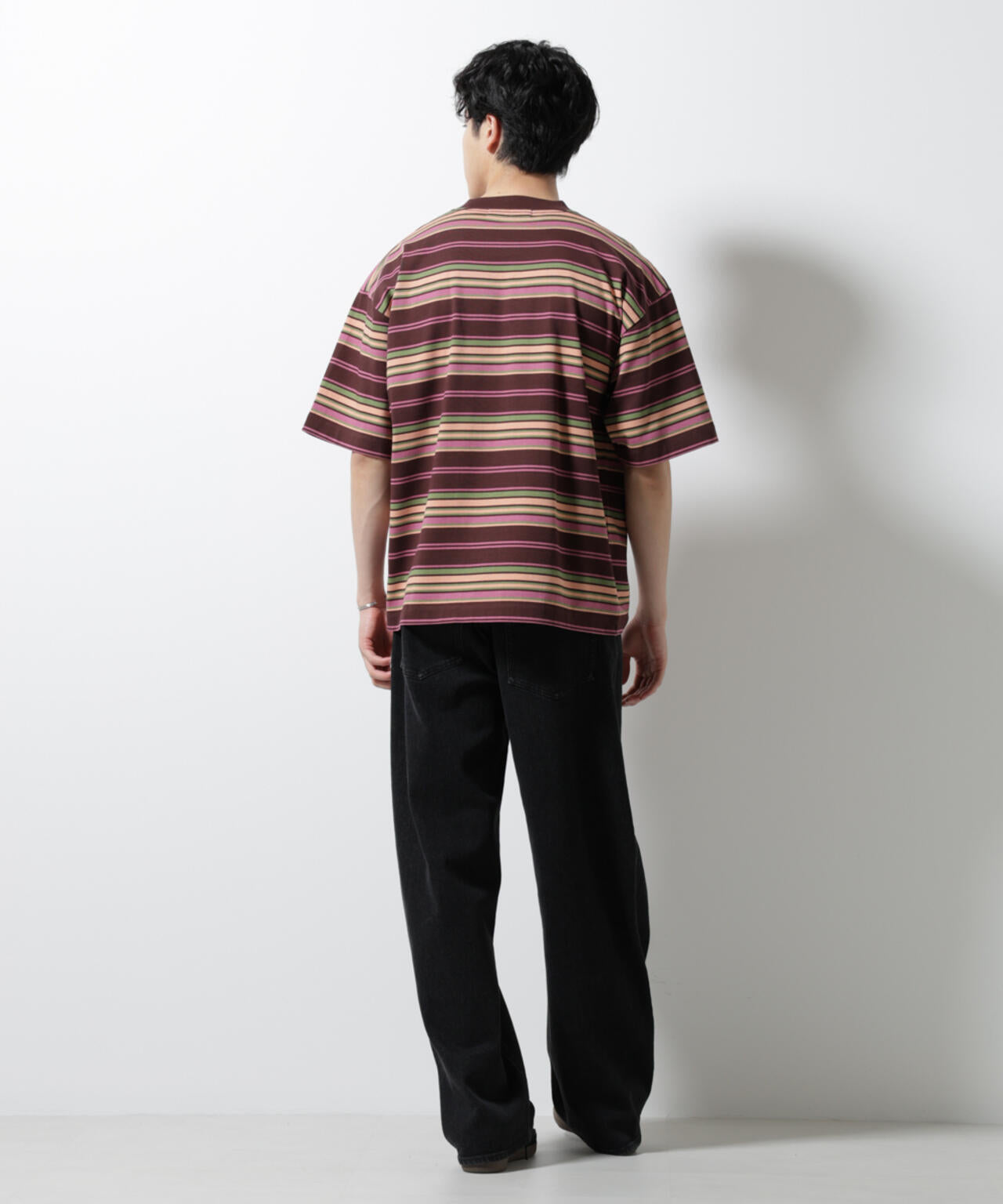 マルチボーダーリラックスTシャツ 半袖 6725124237