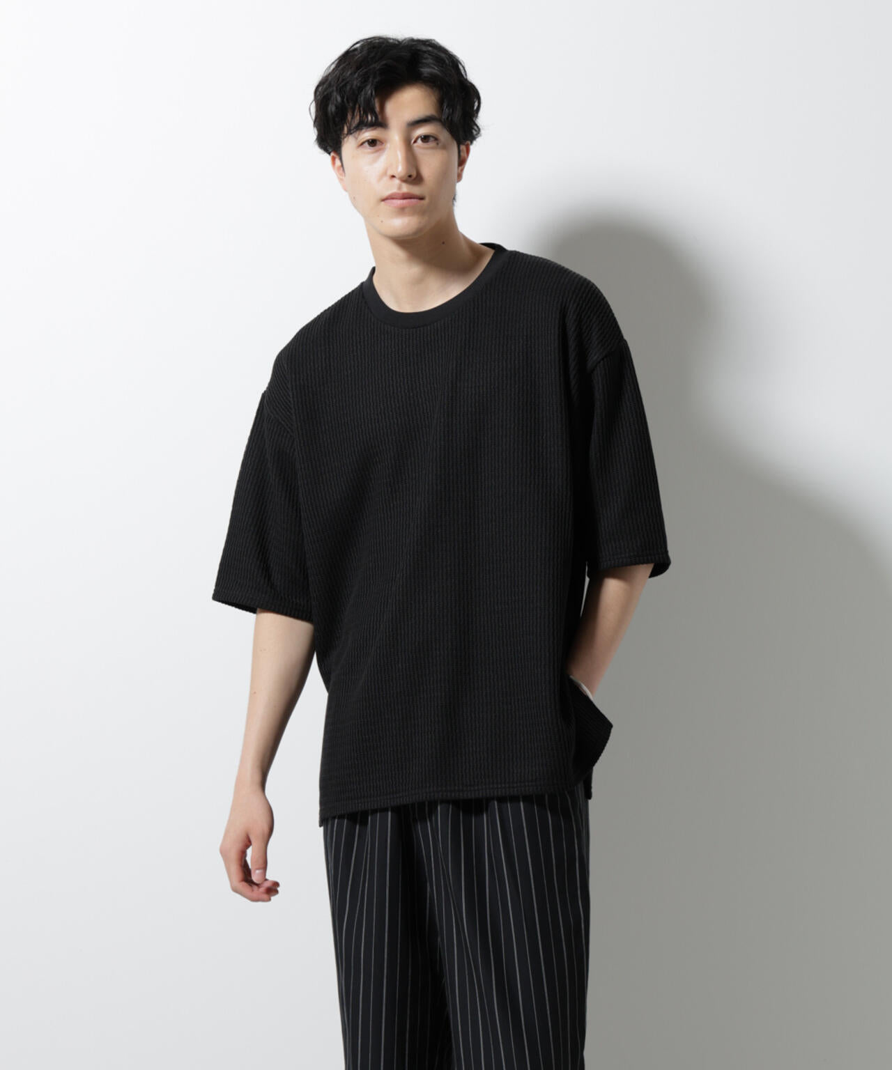 ジャガードニットソーTシャツ 半袖(セットアップ可) 6725124241