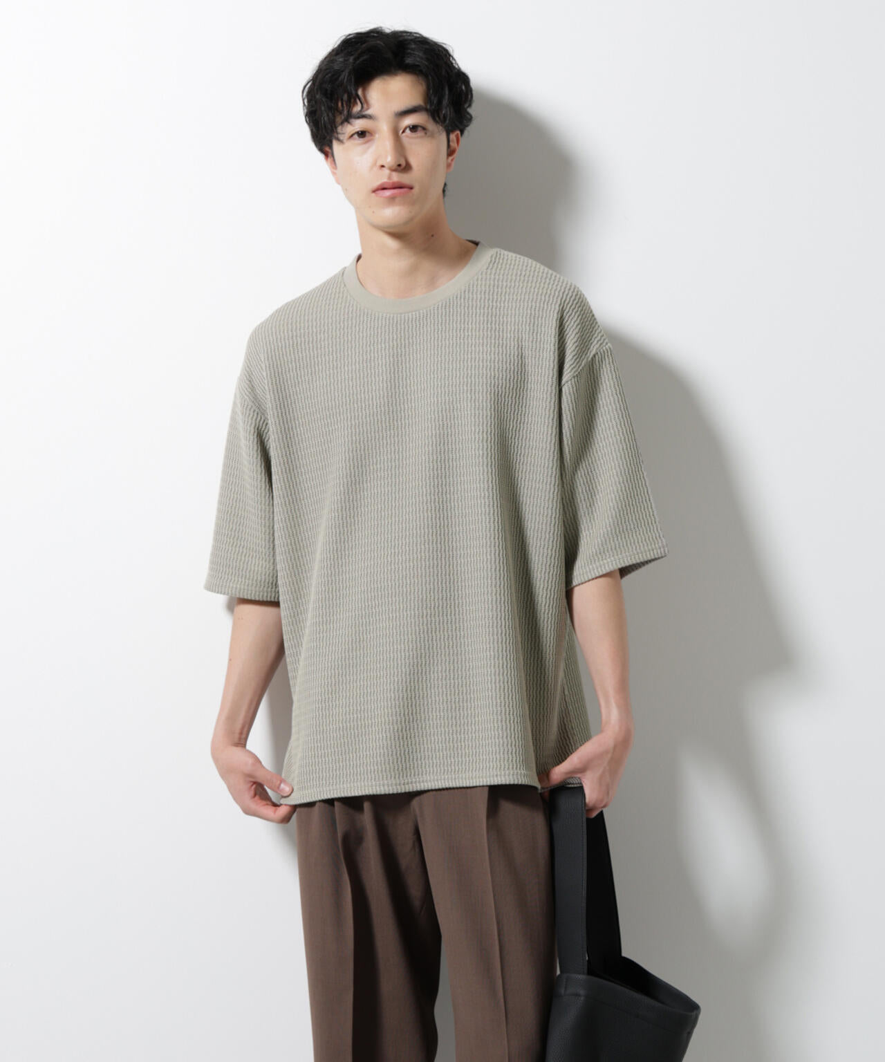 ジャガードニットソーTシャツ 半袖(セットアップ可) 6725124241