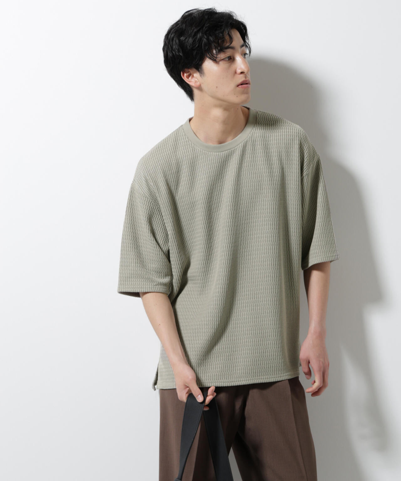 ジャガードニットソーTシャツ 半袖(セットアップ可) 6725124241