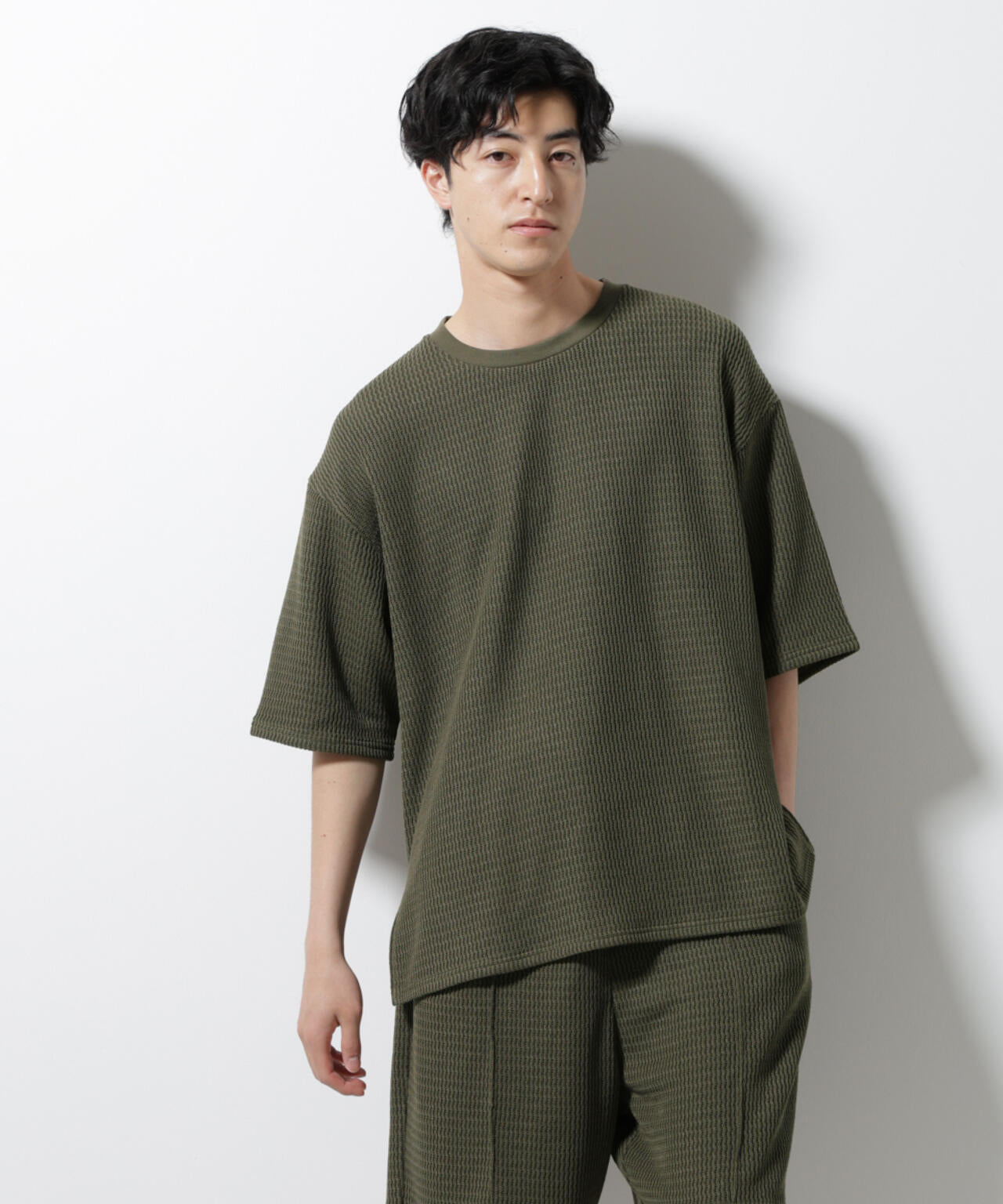 ジャガードニットソーTシャツ 半袖(セットアップ可) 6725124241