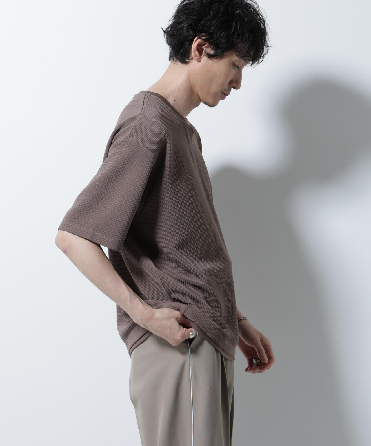 フェイクレイヤードキーネックTシャツ 半袖 6725124246