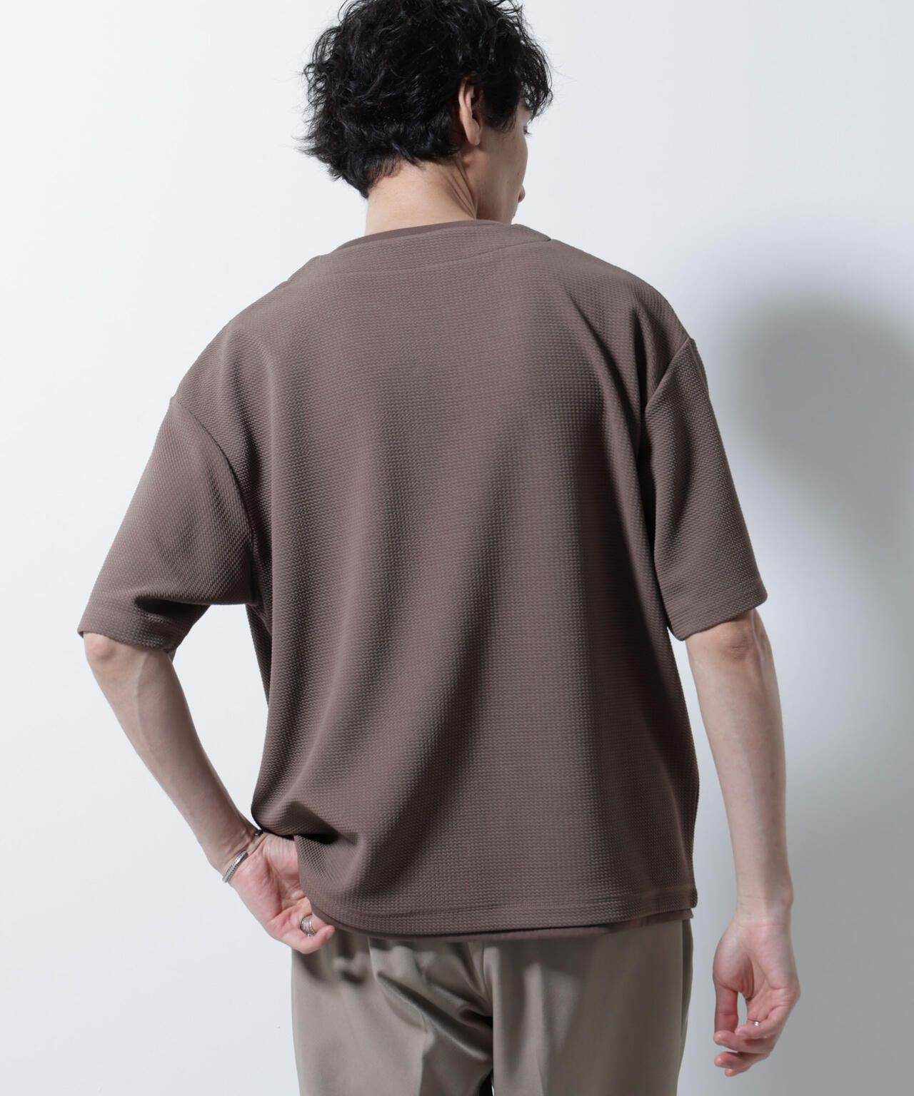 フェイクレイヤードキーネックTシャツ 半袖 6725124246