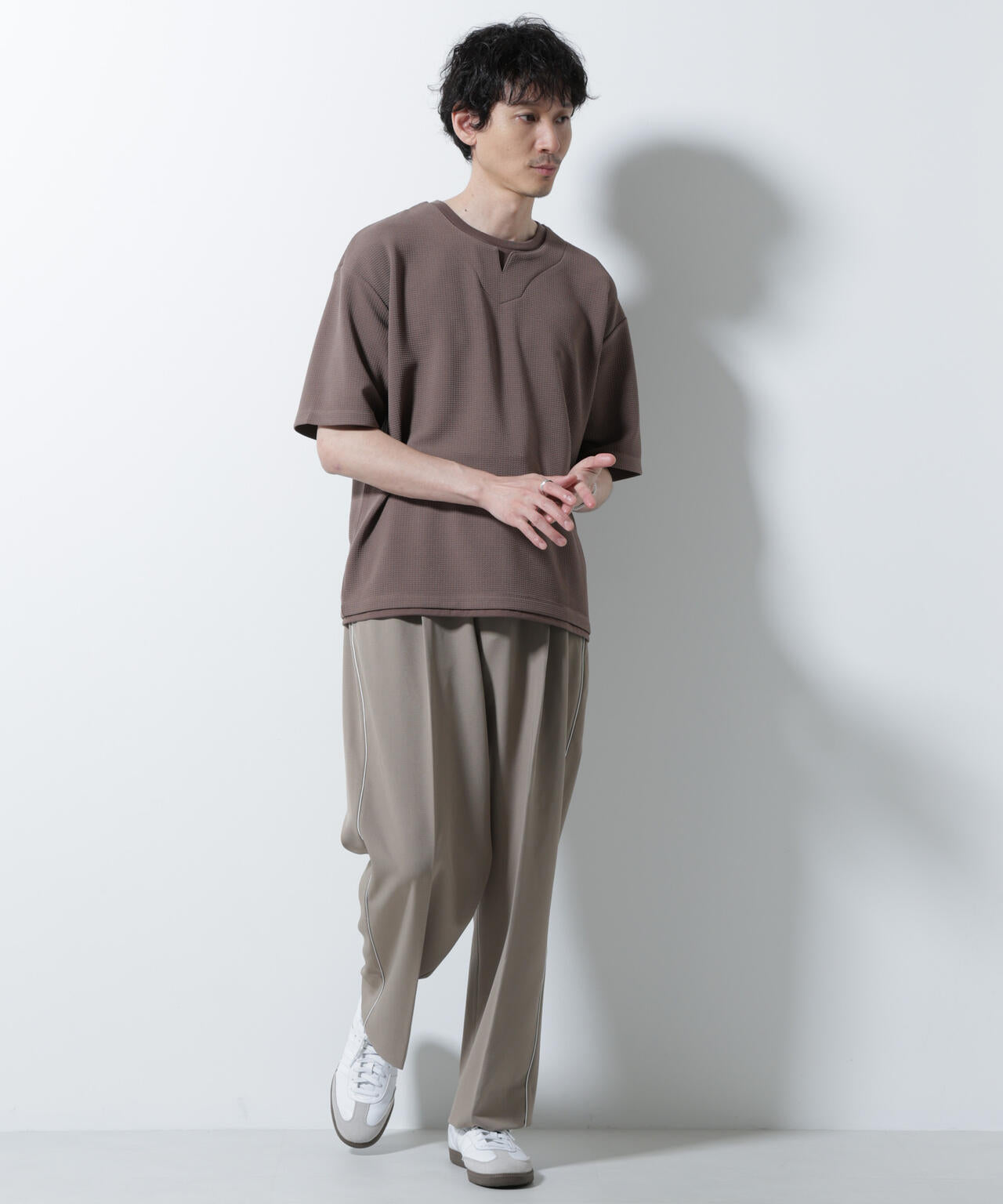 フェイクレイヤードキーネックTシャツ 半袖 6725124246
