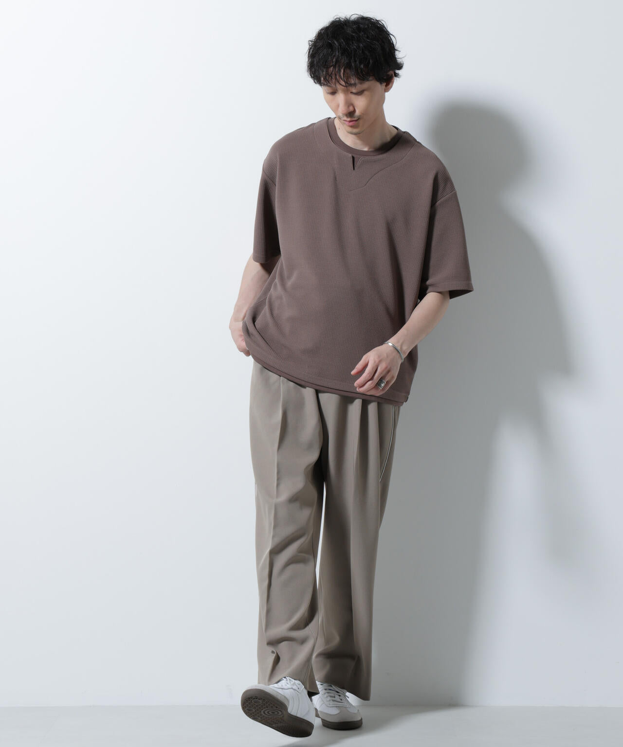 フェイクレイヤードキーネックTシャツ 半袖 6725124246
