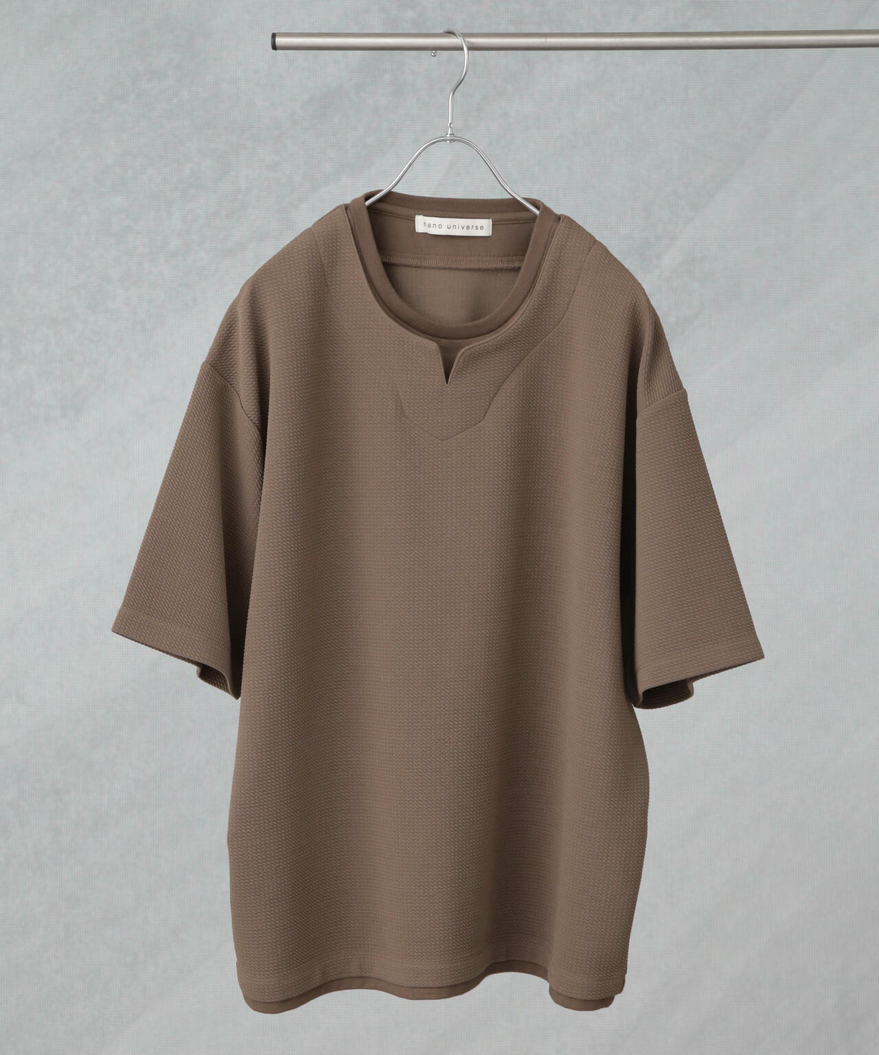 フェイクレイヤードキーネックTシャツ 半袖 6725124246
