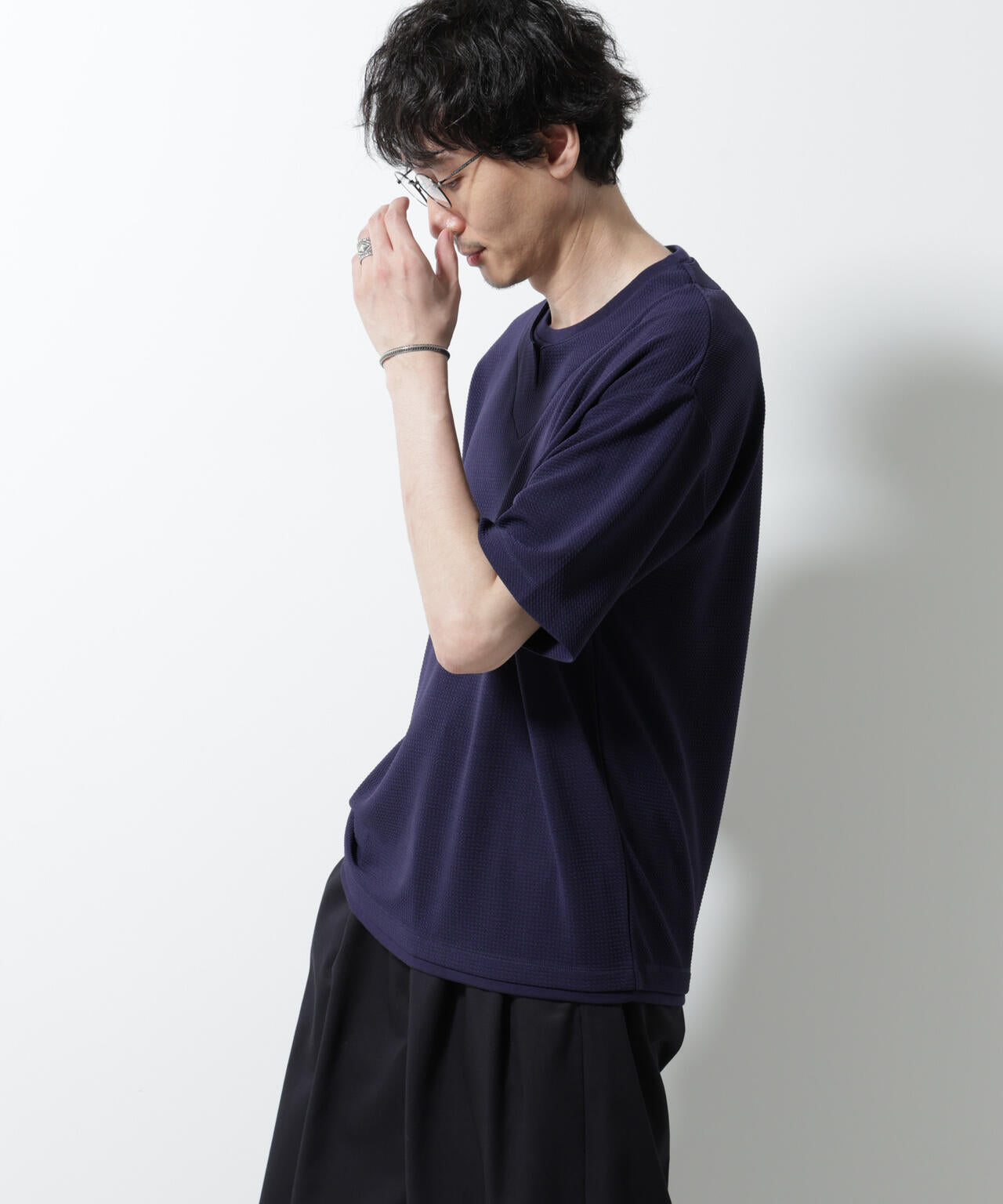フェイクレイヤードキーネックTシャツ 半袖 6725124246
