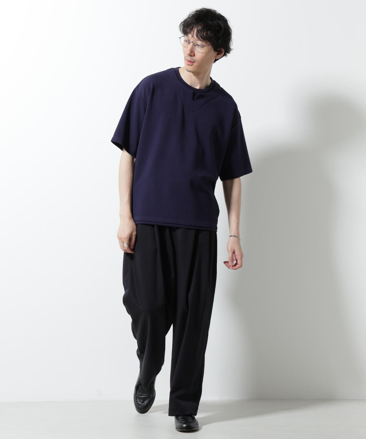 フェイクレイヤードキーネックTシャツ 半袖 6725124246