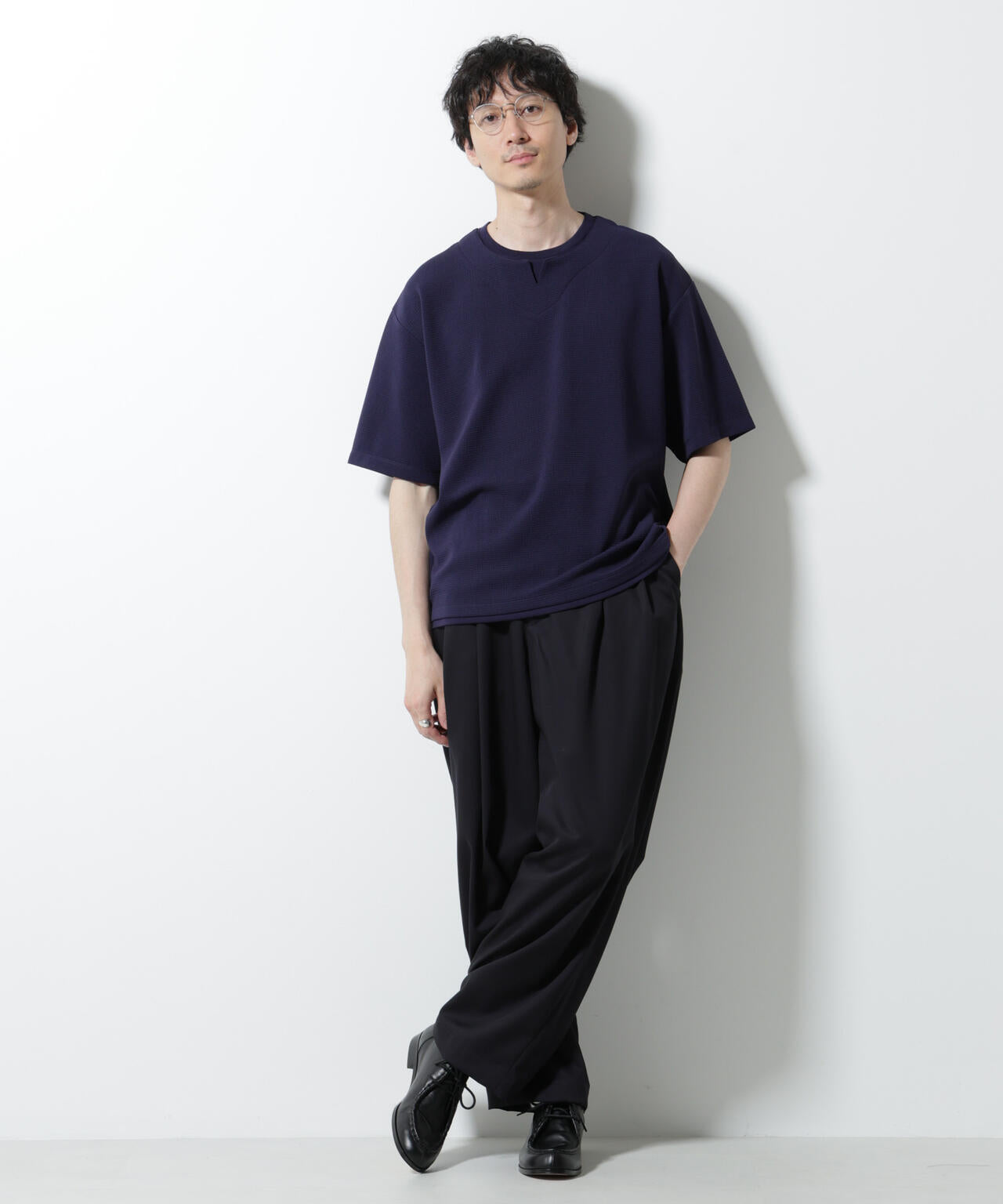 フェイクレイヤードキーネックTシャツ 半袖 6725124246
