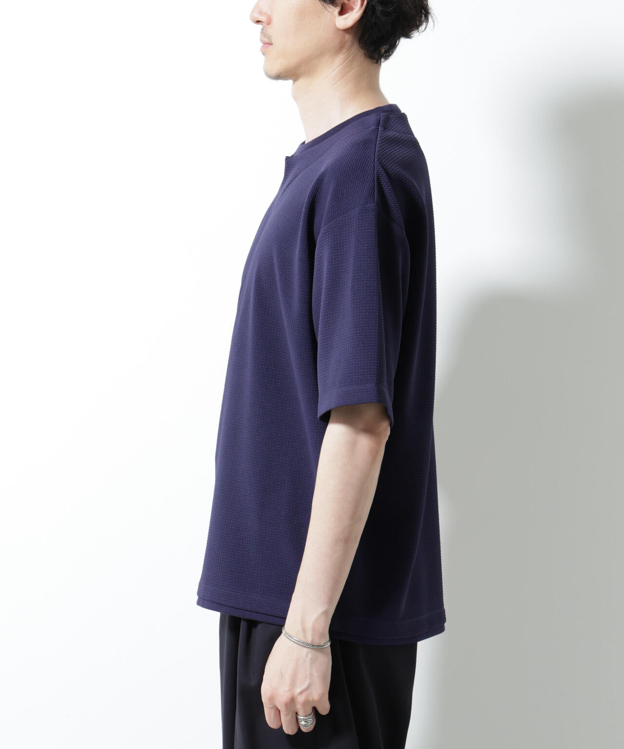 フェイクレイヤードキーネックTシャツ 半袖 6725124246