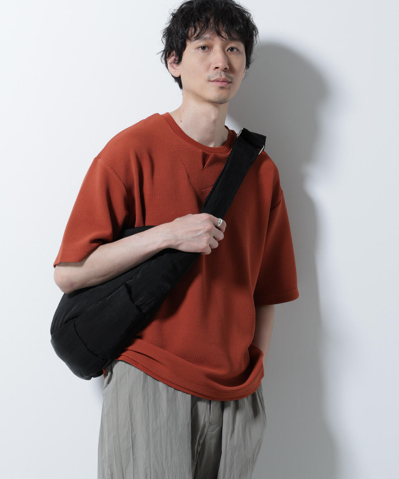 フェイクレイヤードキーネックTシャツ 半袖 6725124246