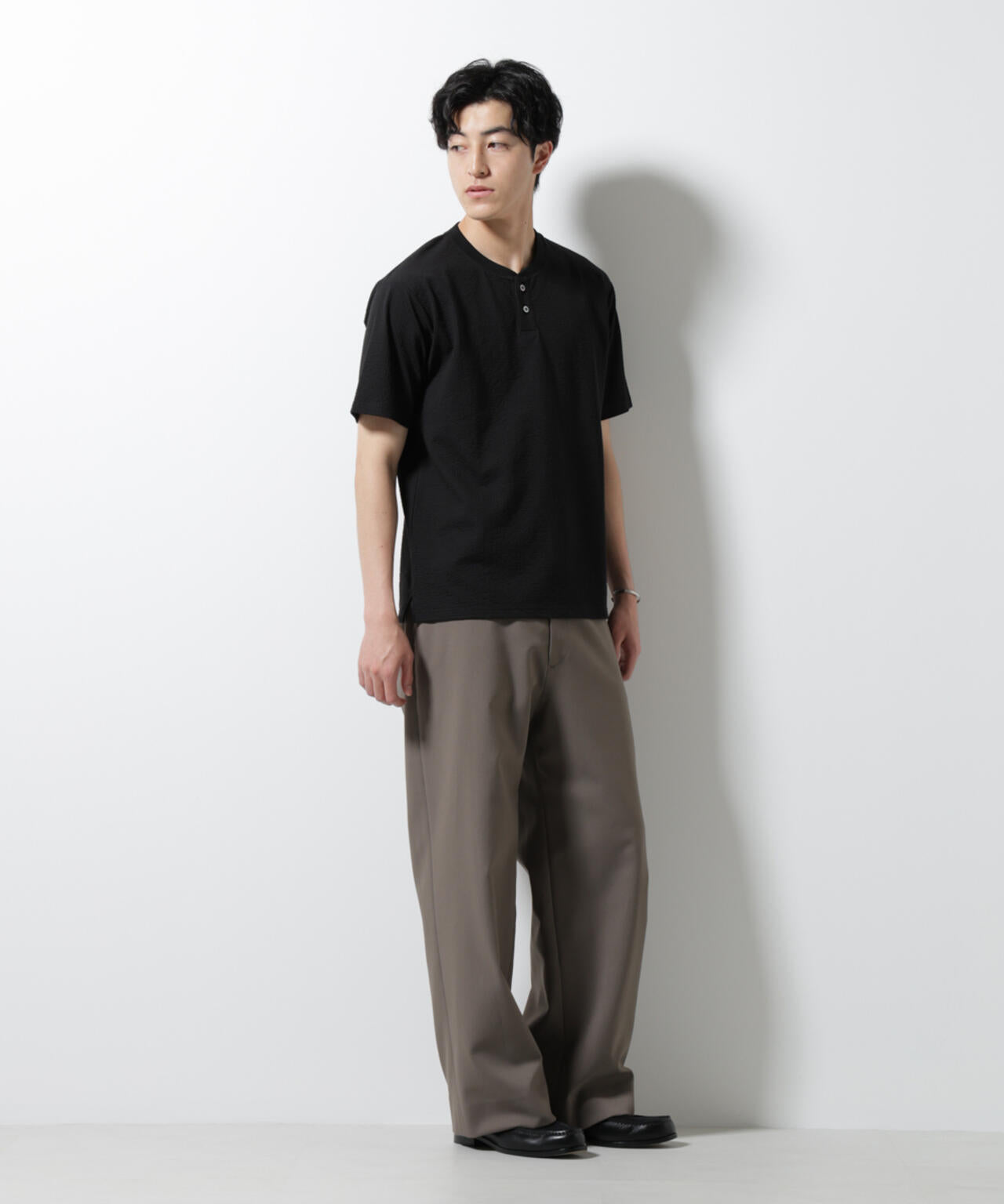 ジャージーサッカーヘンリーネックTシャツ 半袖 6725124248