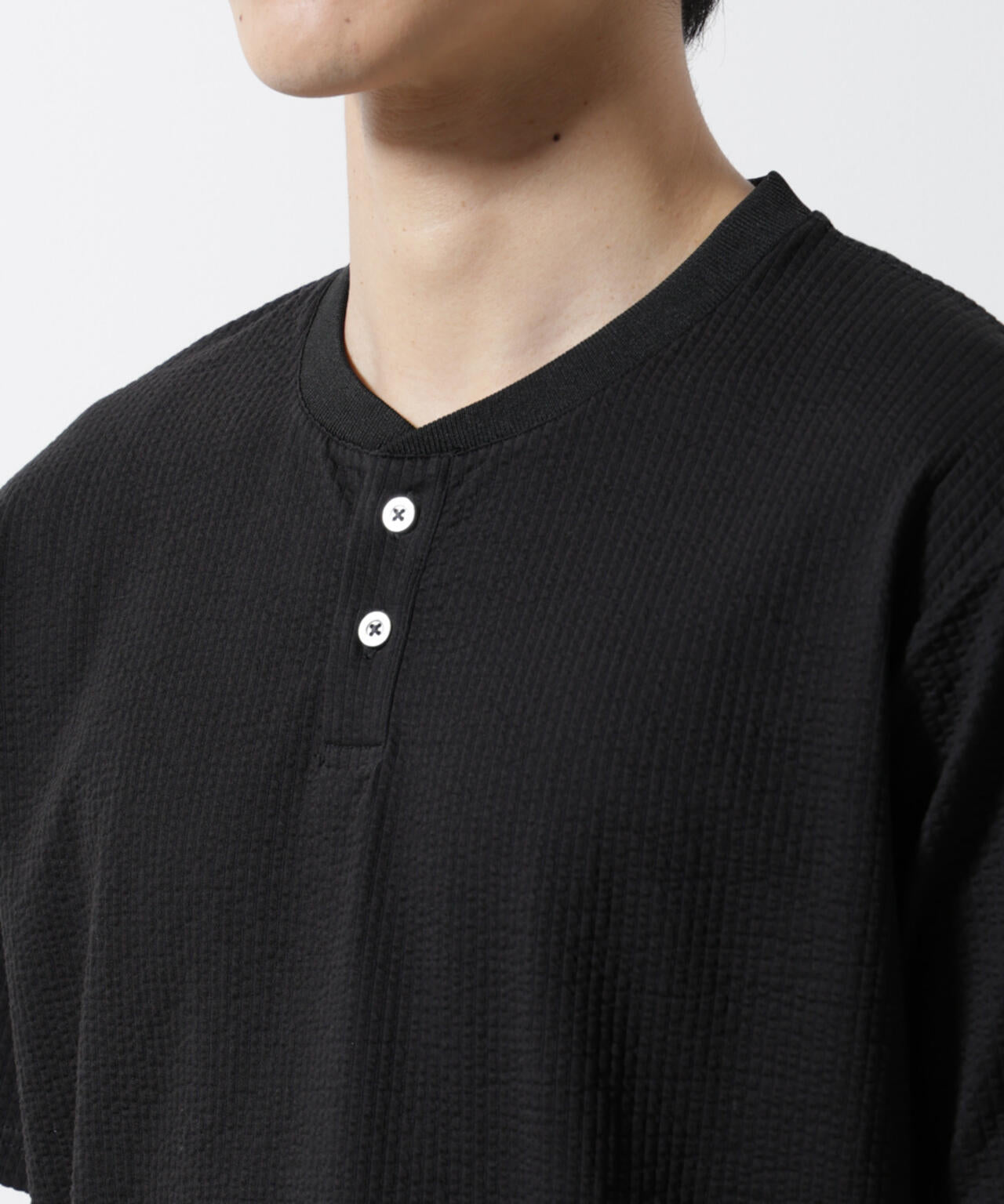 ジャージーサッカーヘンリーネックTシャツ 半袖 6725124248