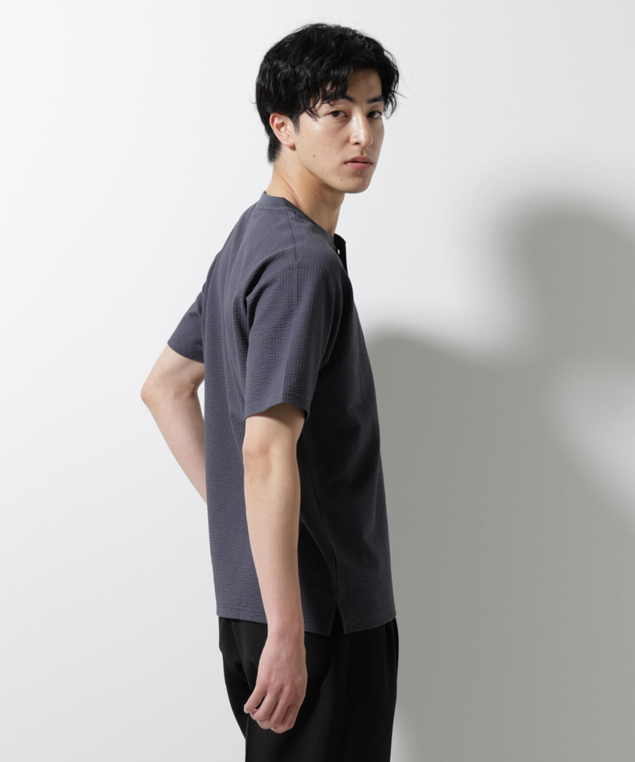 ジャージーサッカーヘンリーネックTシャツ 半袖 6725124248