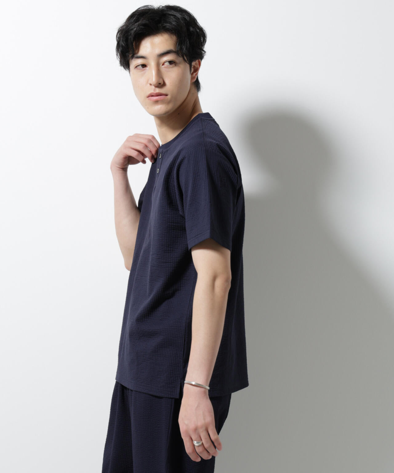 ジャージーサッカーヘンリーネックTシャツ 半袖 6725124248