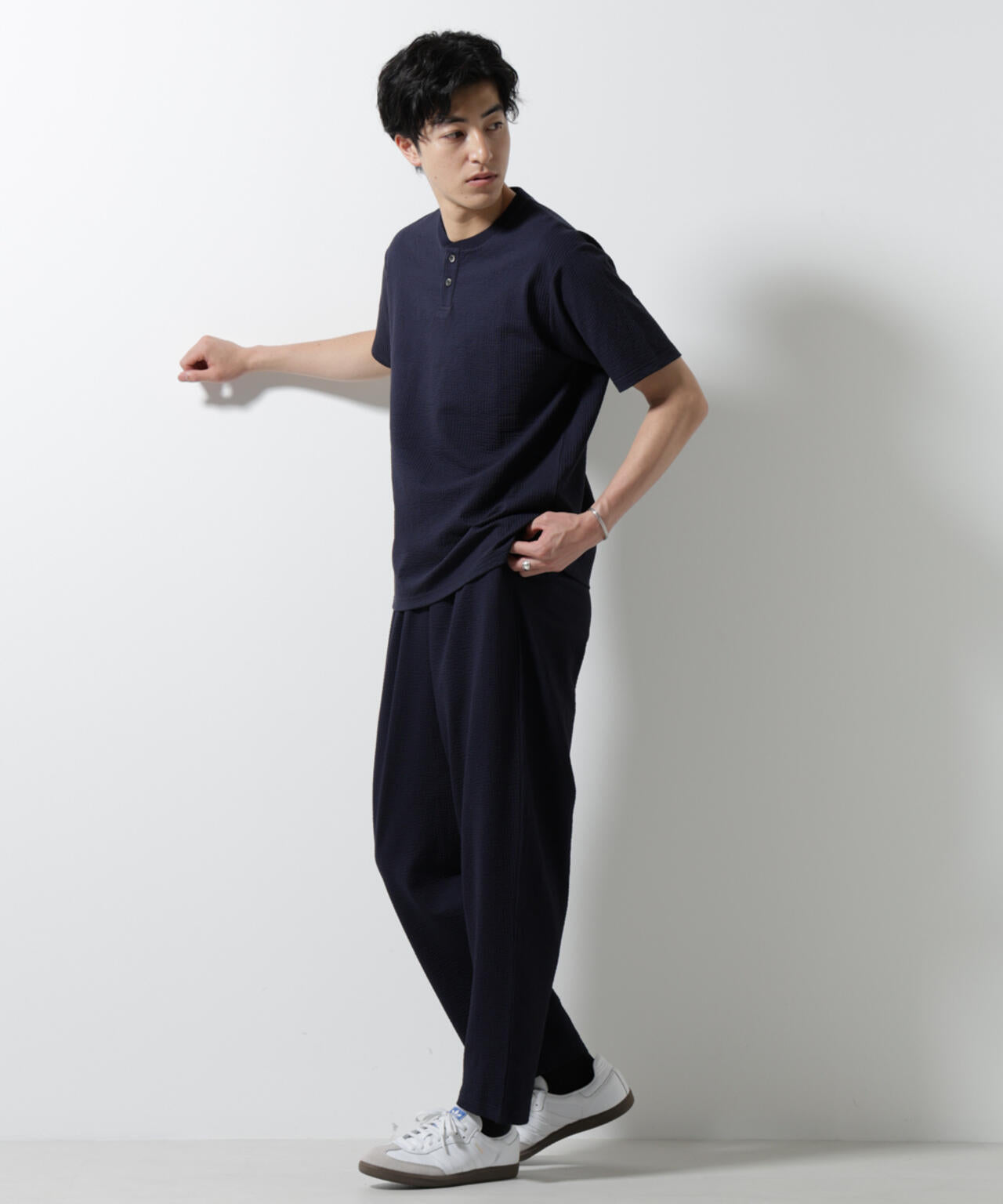 ジャージーサッカーヘンリーネックTシャツ 半袖 6725124248