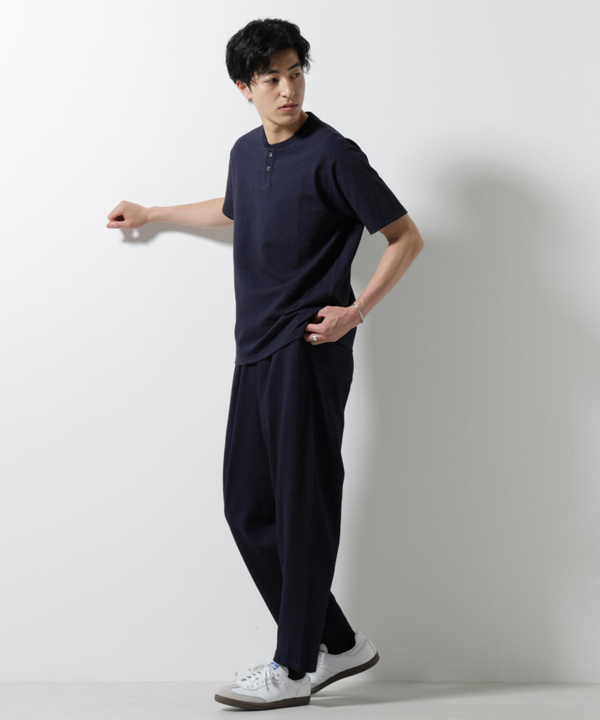 ジャージーサッカーヘンリーネックTシャツ 半袖 6725124248