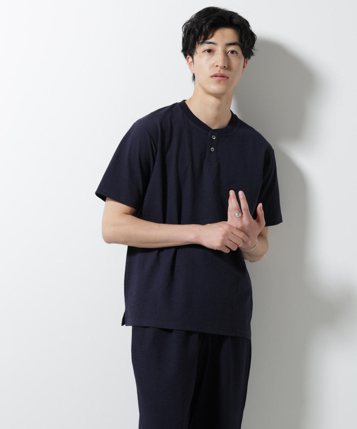ジャージーサッカーヘンリーネックTシャツ 半袖 6725124248