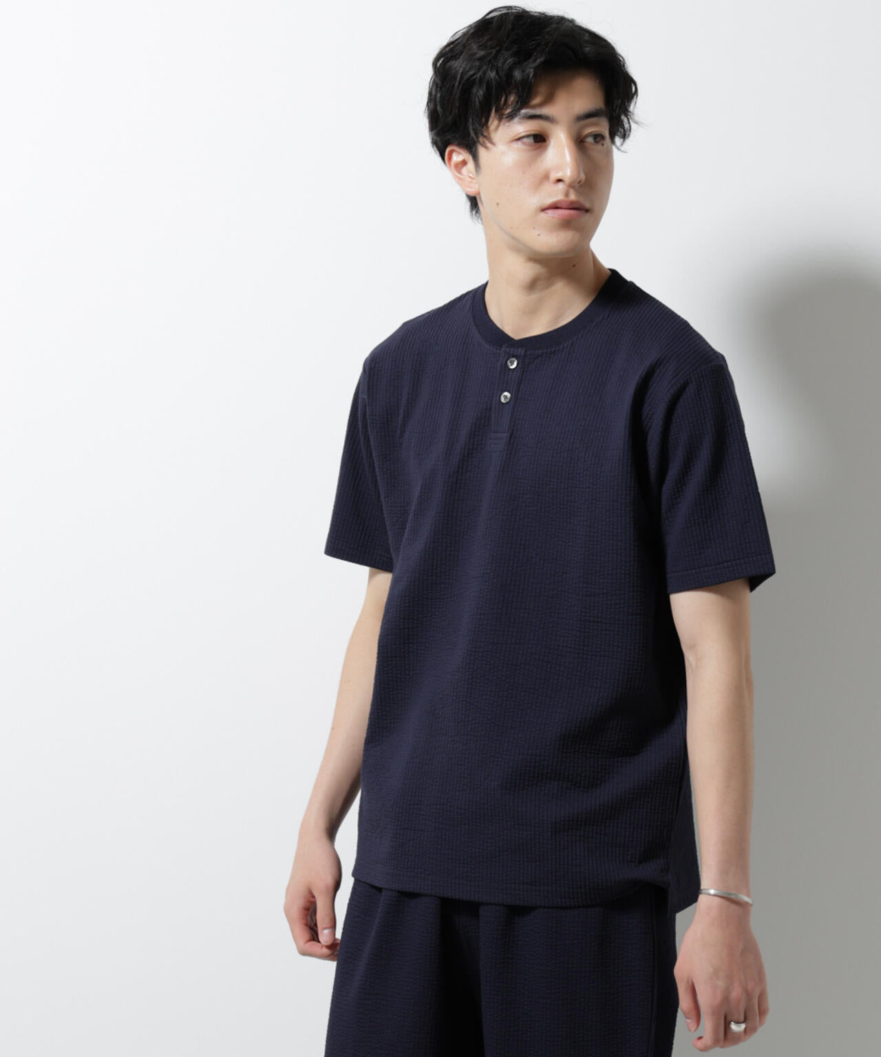 ジャージーサッカーヘンリーネックTシャツ 半袖 6725124248
