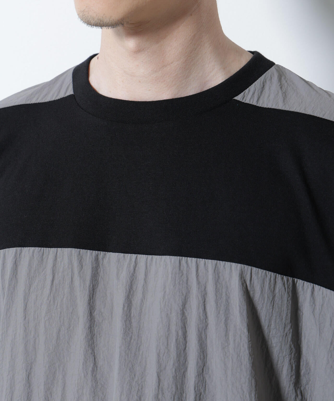 リラックス異素材ボーダーTシャツ 半袖 6725124249