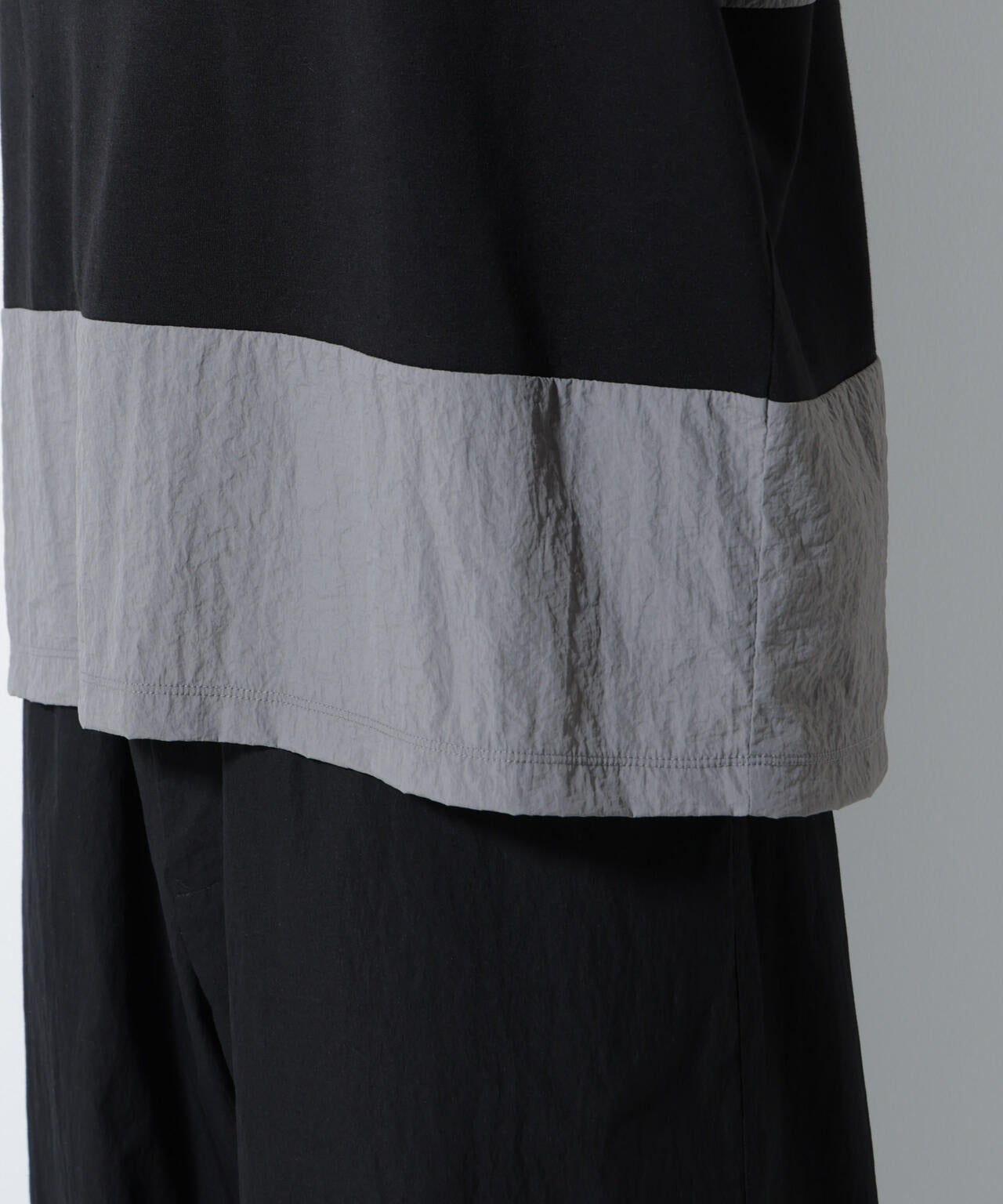 リラックス異素材ボーダーTシャツ 半袖 6725124249