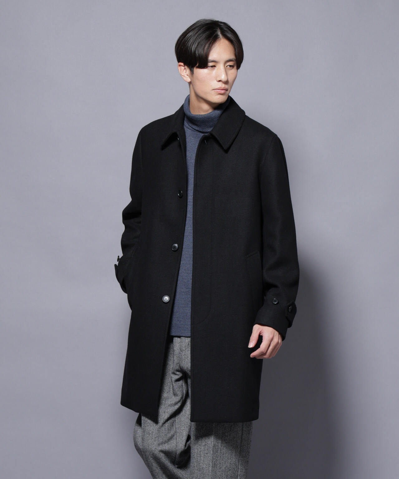 ウール/Nメルトンステンカラーコート 6725211207