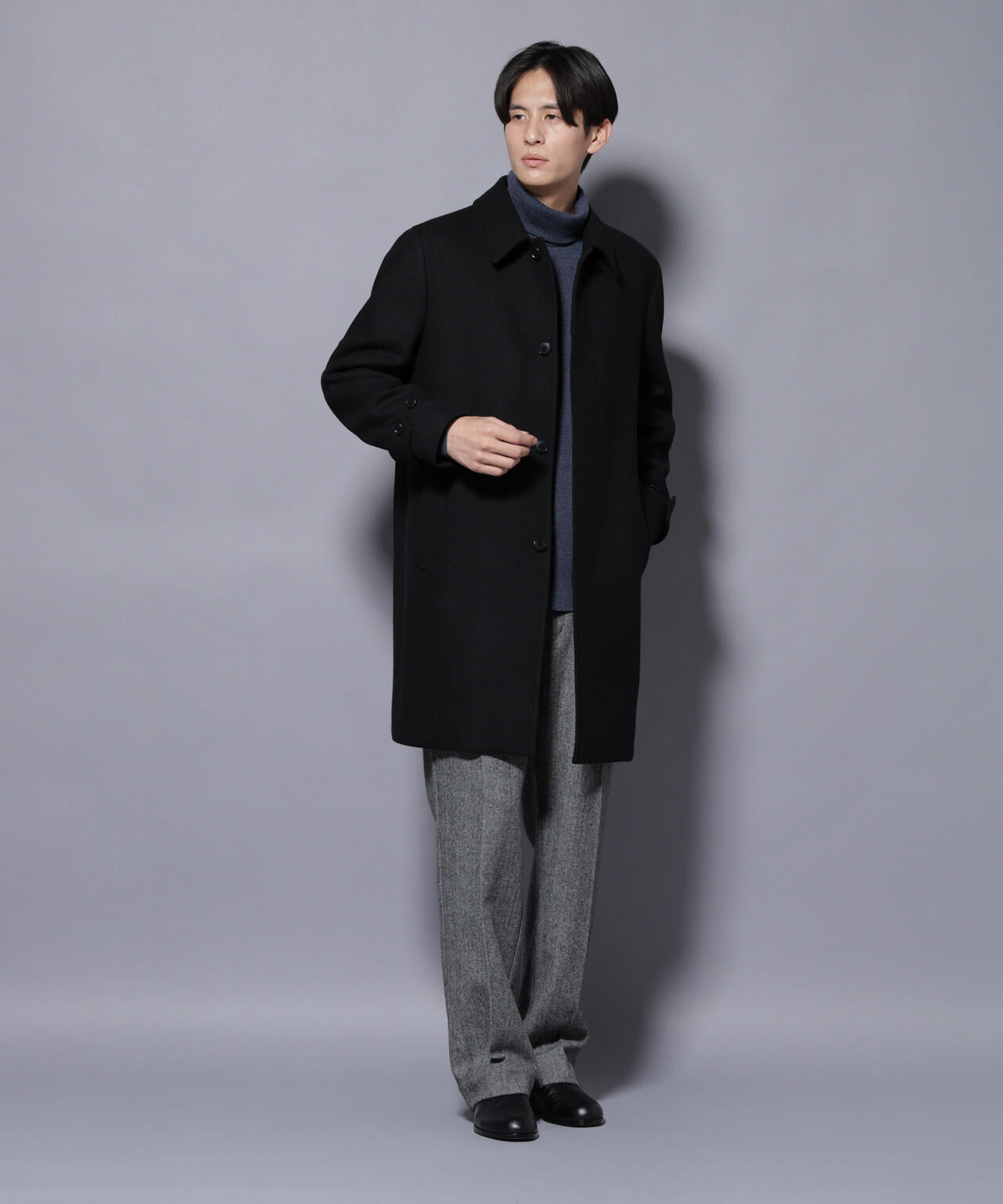 ウール/Nメルトンステンカラーコート 6725211207