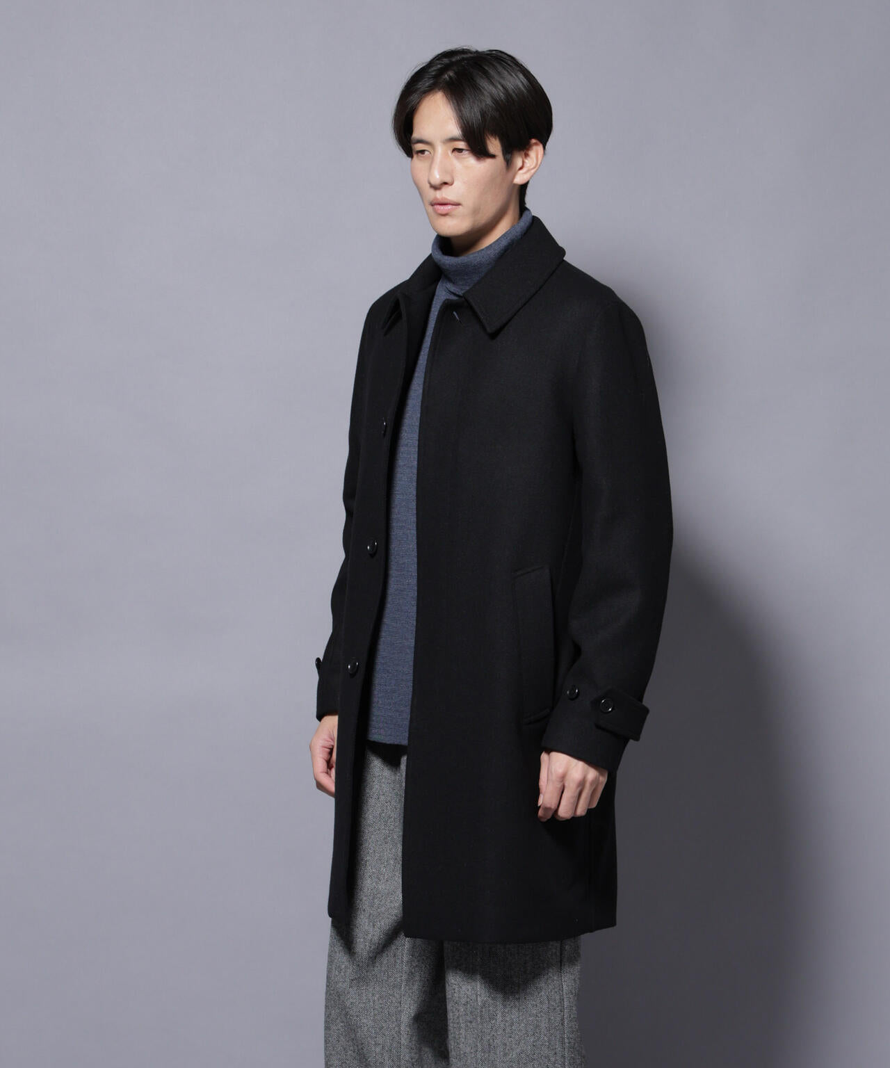 ウール/Nメルトンステンカラーコート 6725211207