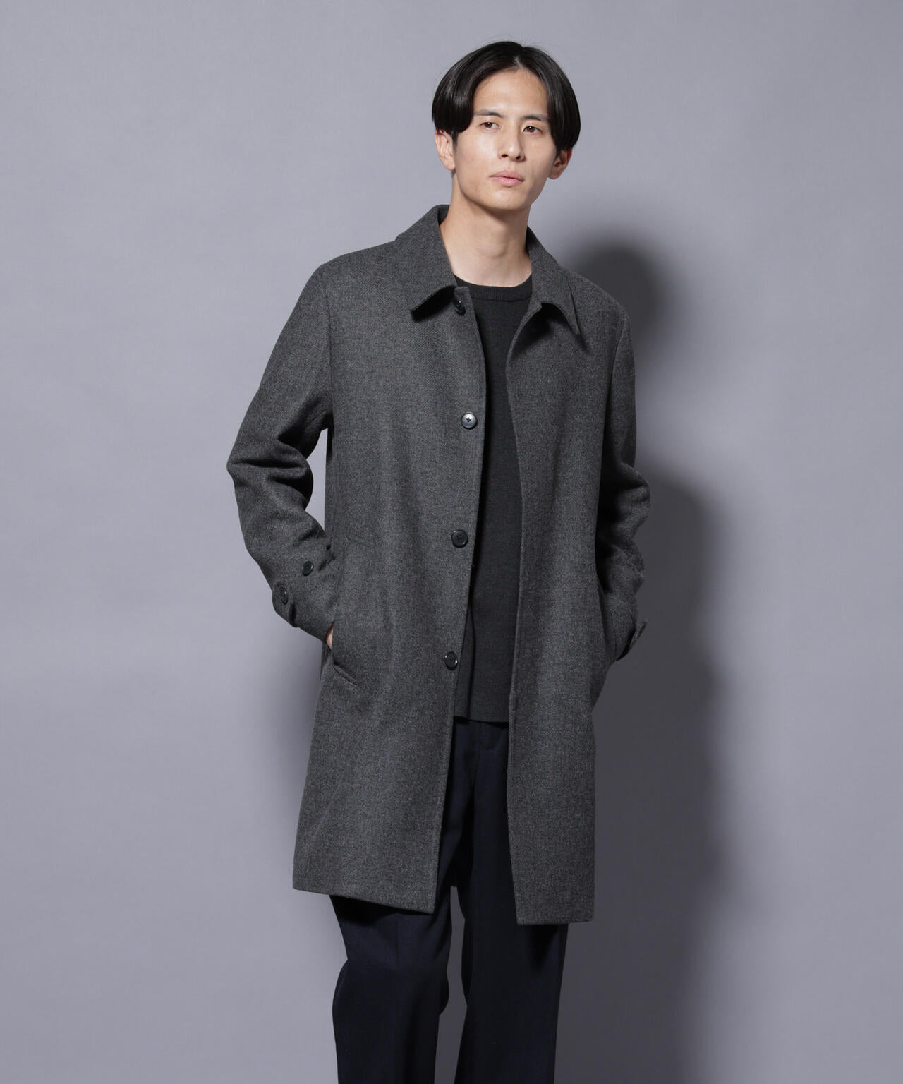 ウール/Nメルトンステンカラーコート 6725211207