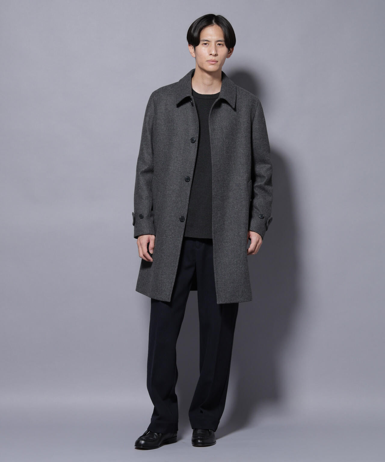ウール/Nメルトンステンカラーコート 6725211207