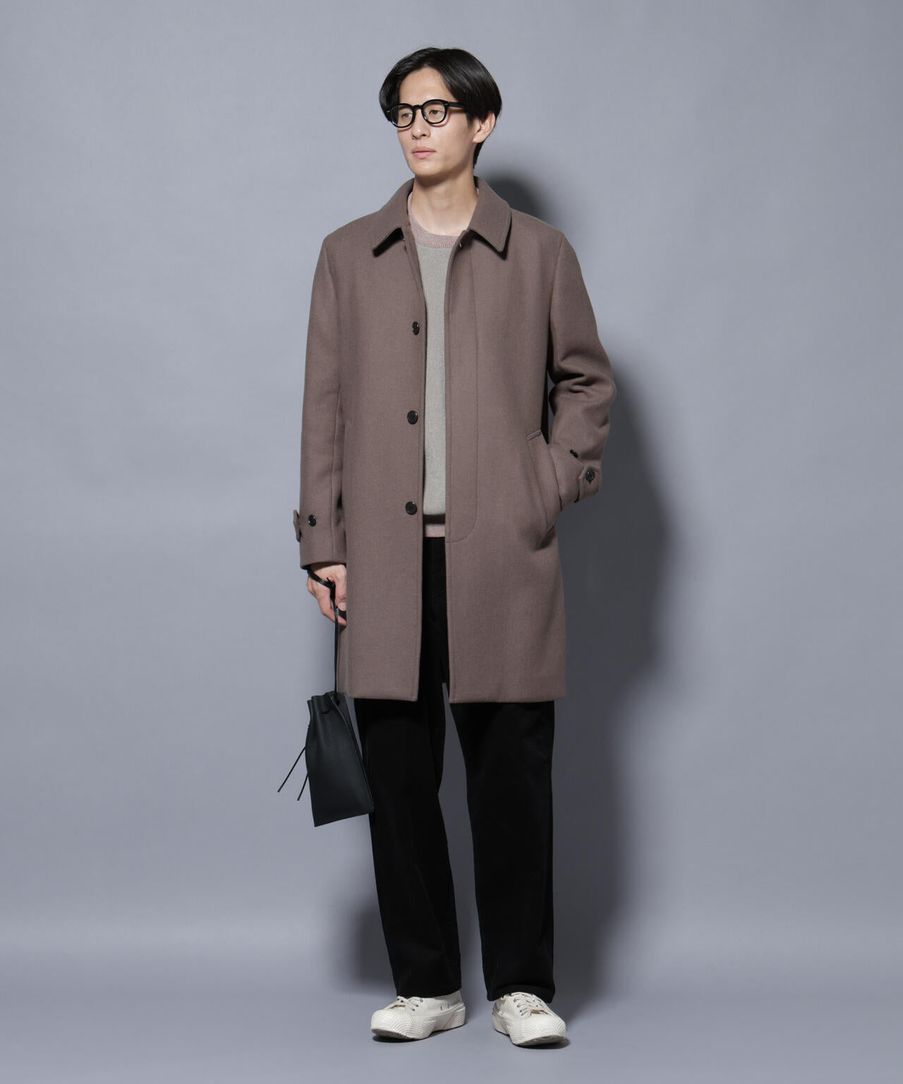 ウール/Nメルトンステンカラーコート 6725211207