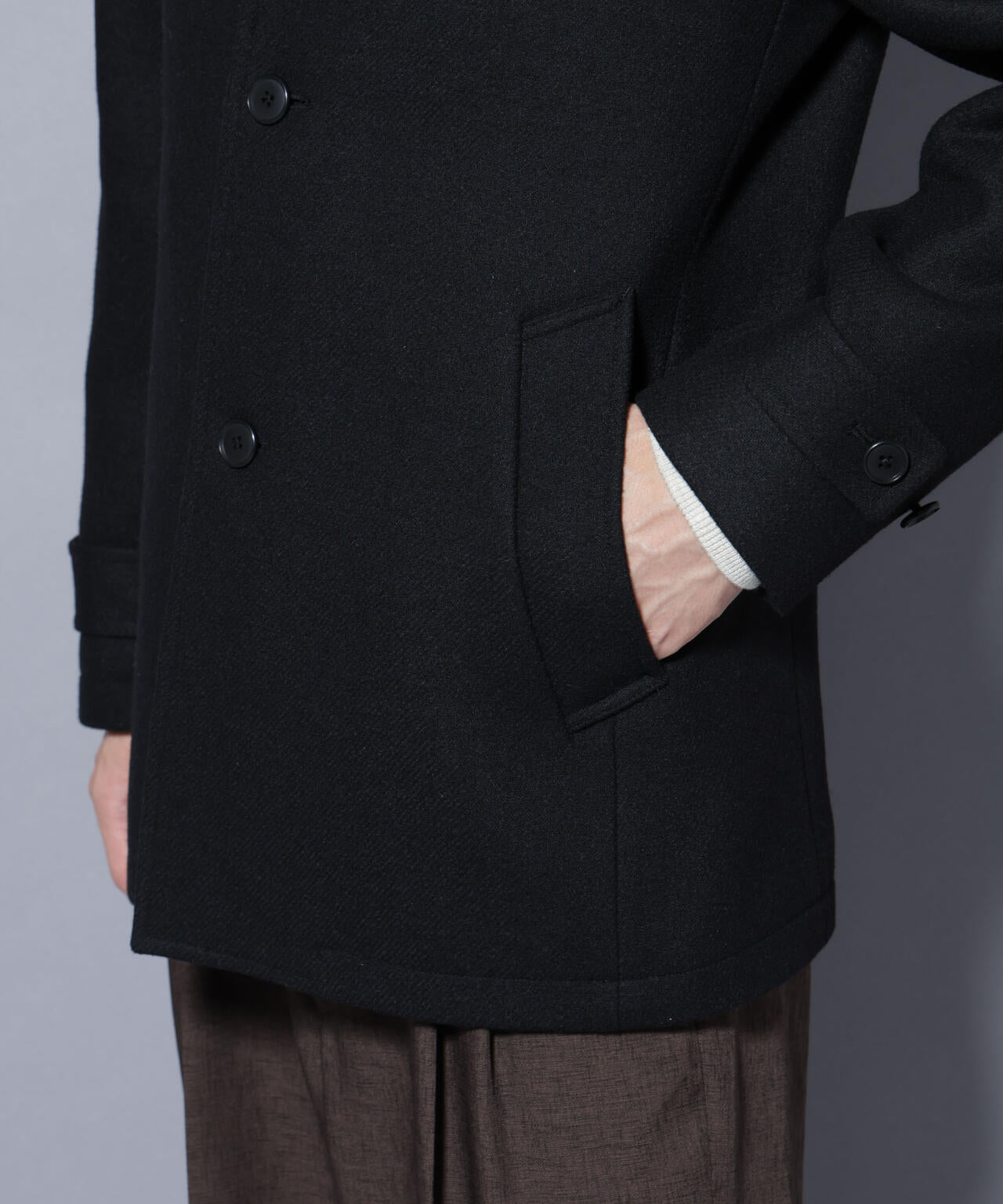 ウール/Nメルトンスタンドカラーコート 6725211208