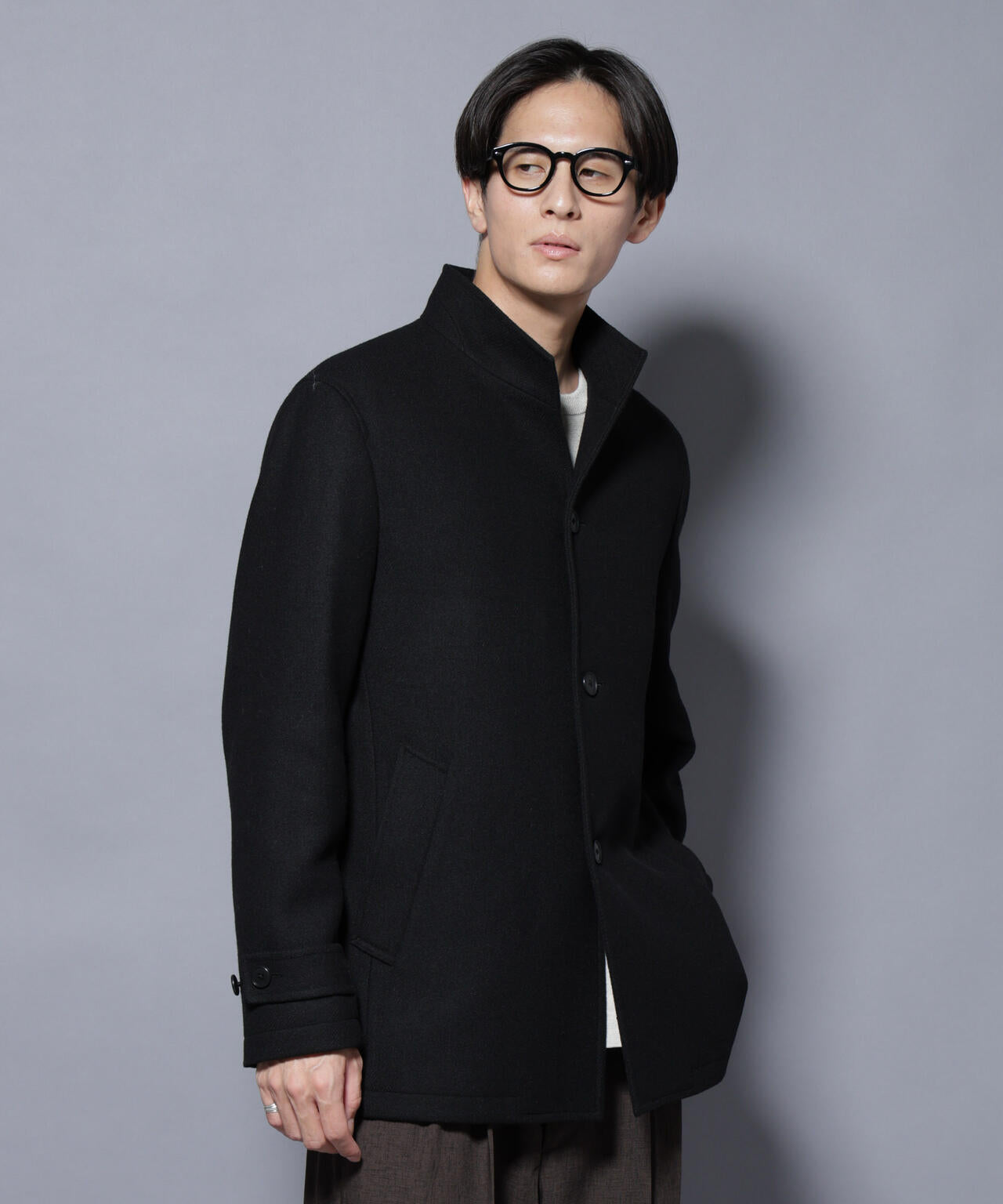 ウール/Nメルトンスタンドカラーコート 6725211208