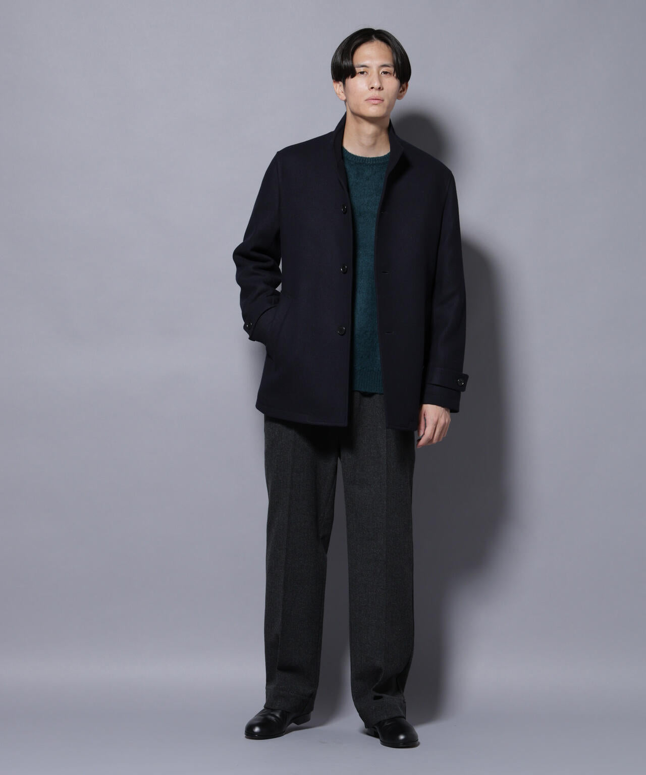 ウール/Nメルトンスタンドカラーコート 6725211208