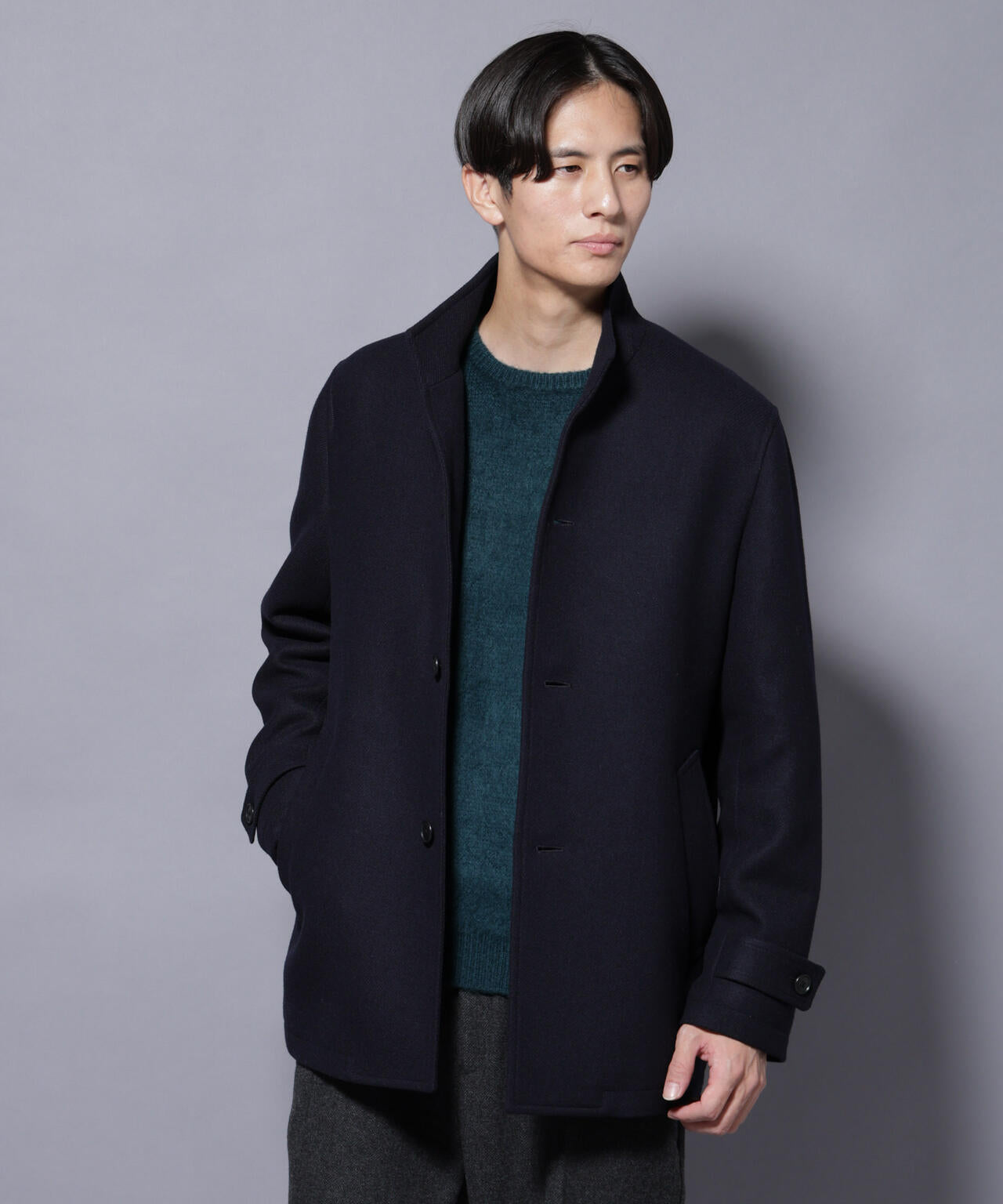 ウール/Nメルトンスタンドカラーコート 6725211208