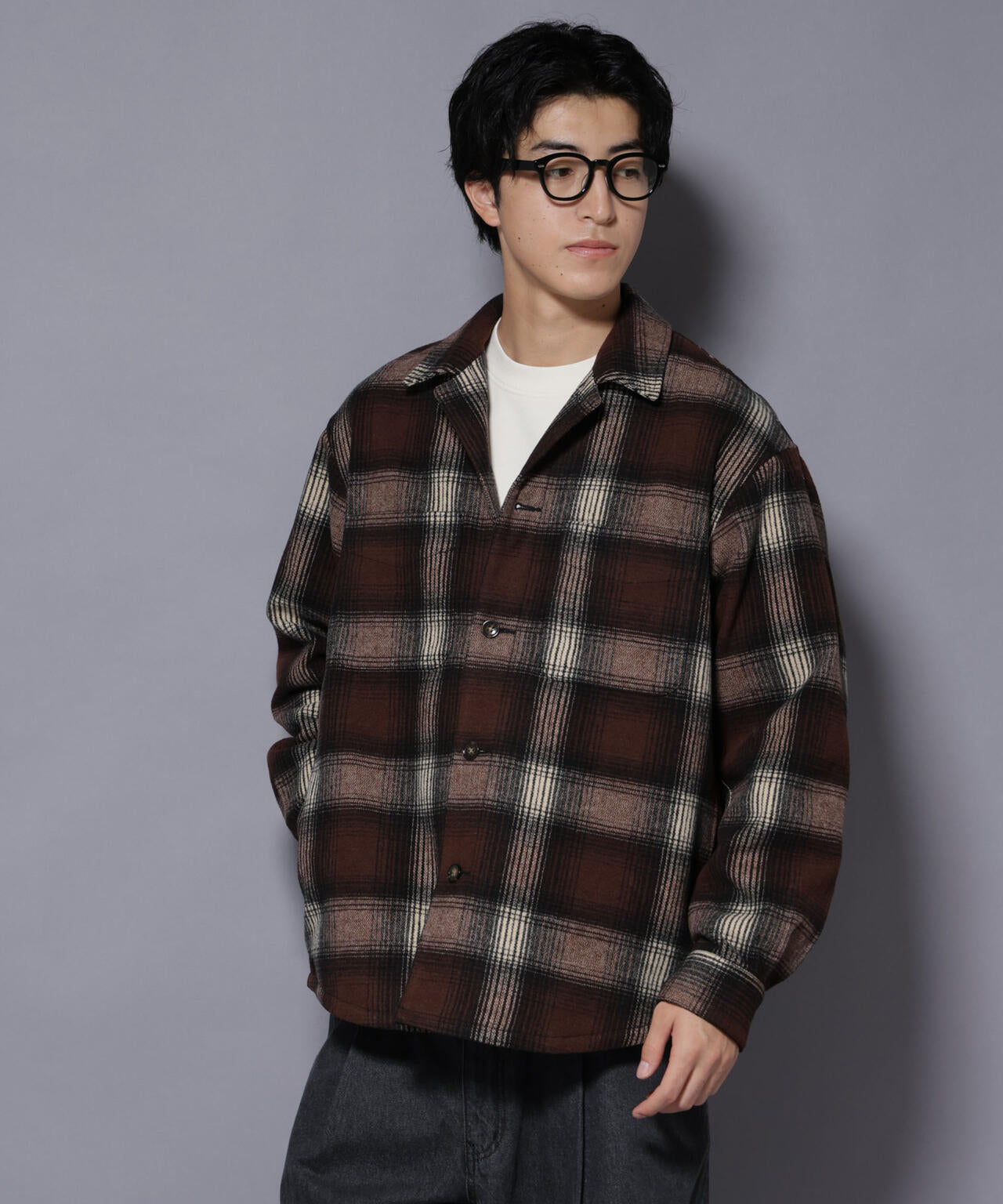 テックメルトンチェックシャツブルゾン 6725212211