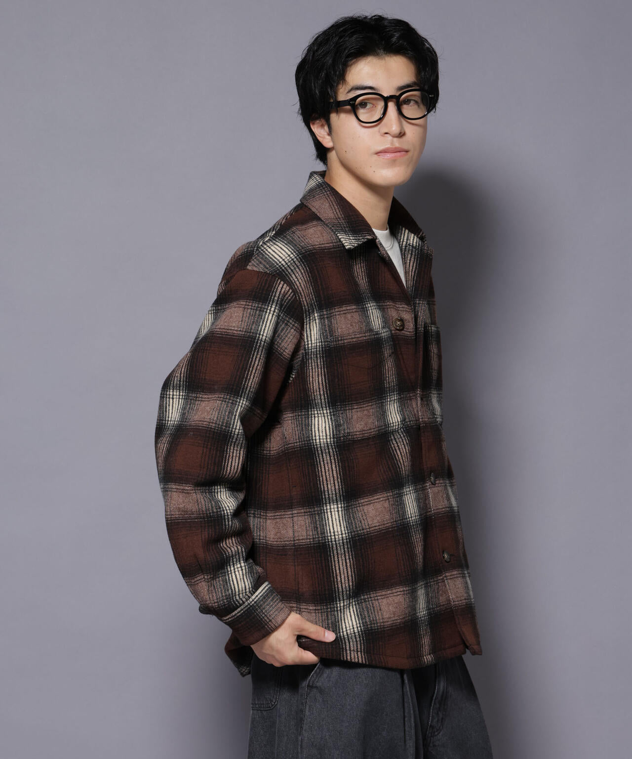 テックメルトンチェックシャツブルゾン 6725212211