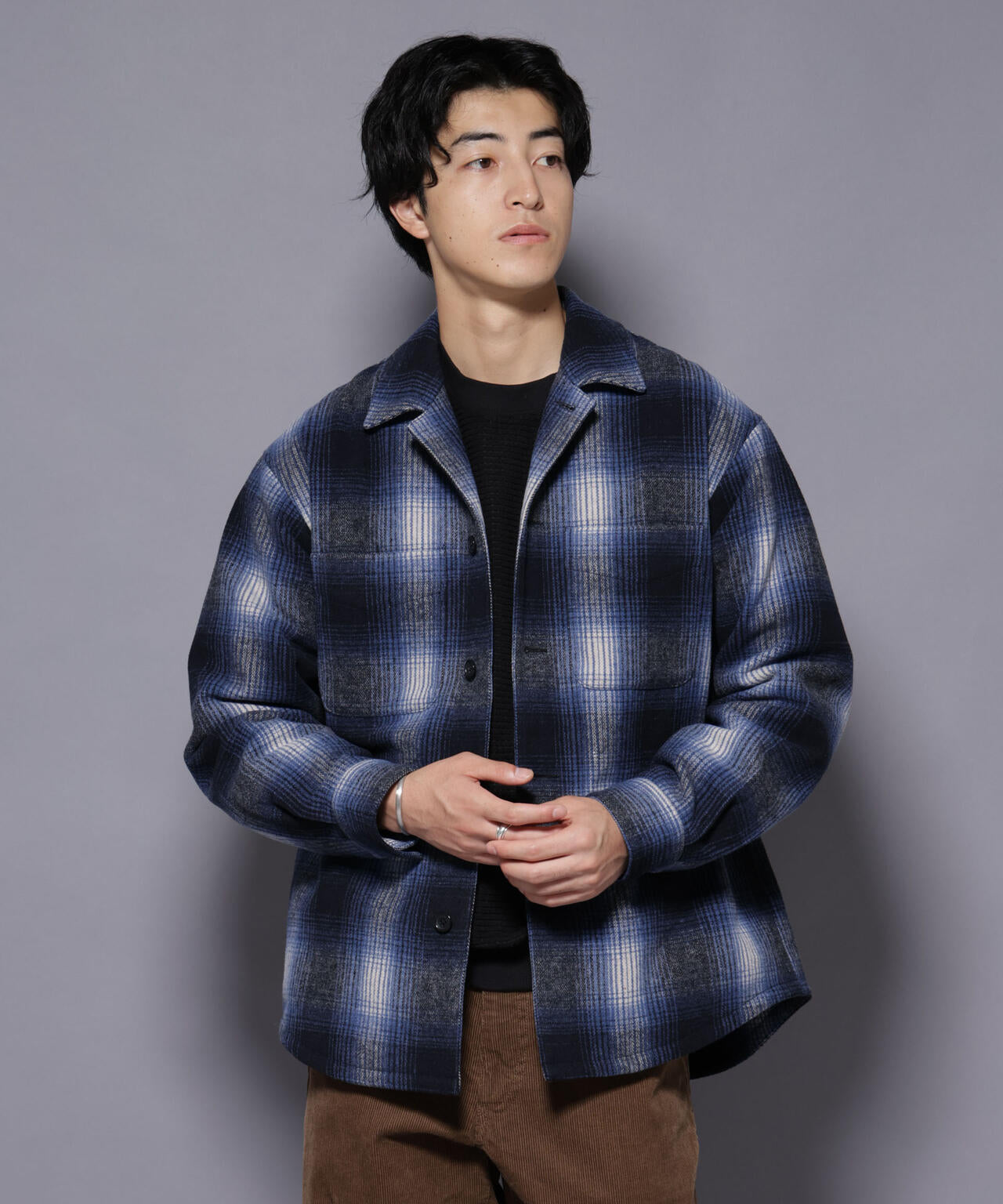 テックメルトンチェックシャツブルゾン 6725212211